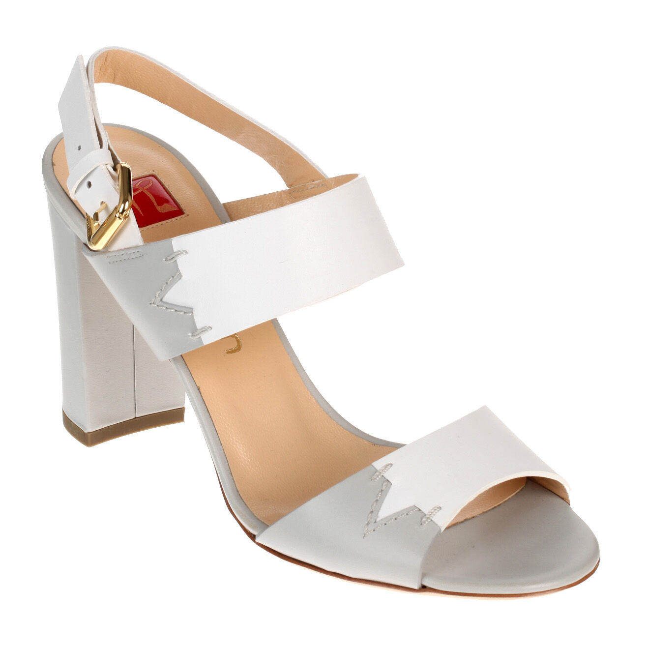 Ballin Sandales en Cuir blanc/gris - Talon 9 cm