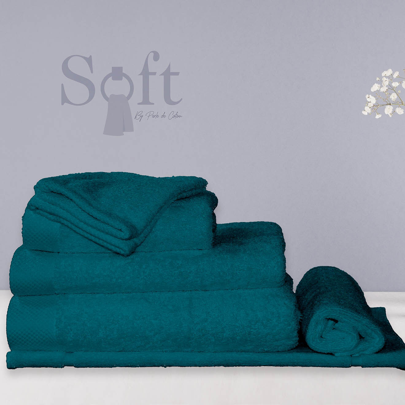 Soft by Perle de Coton Drap de douche pétrole - 70x140 cm