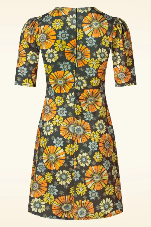 Vintage Chic for Topvintage Carly floral a-lijn jurk in khaki