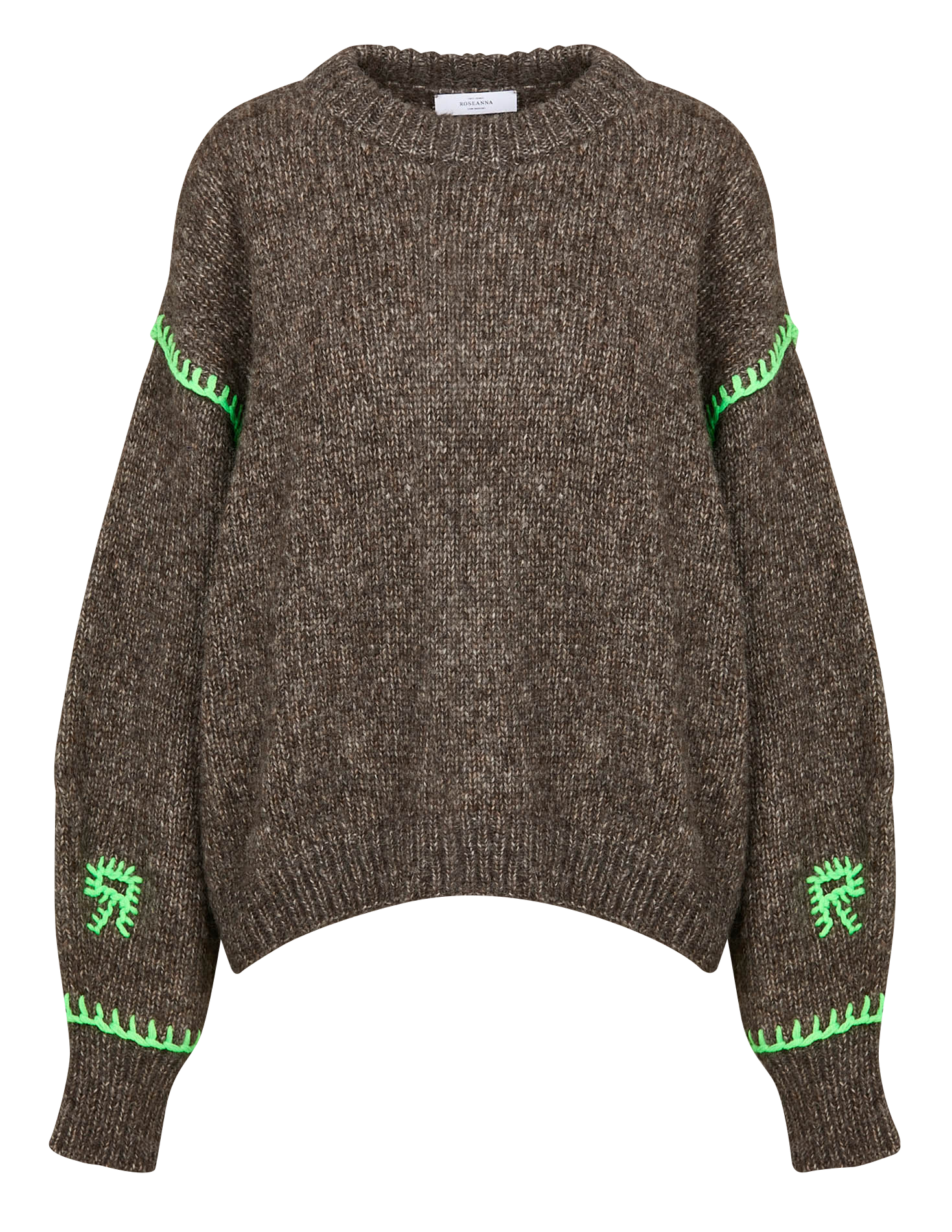 BIRD - Pull ample brodé en laine et coton | Marron