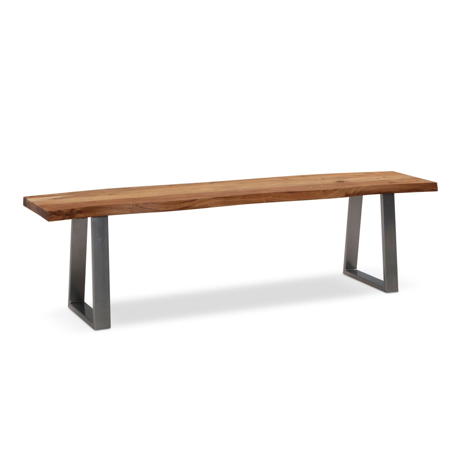 Esszimmerbank - Akazie Massivholz - Trapezbeine chromfarben - 160 cm
