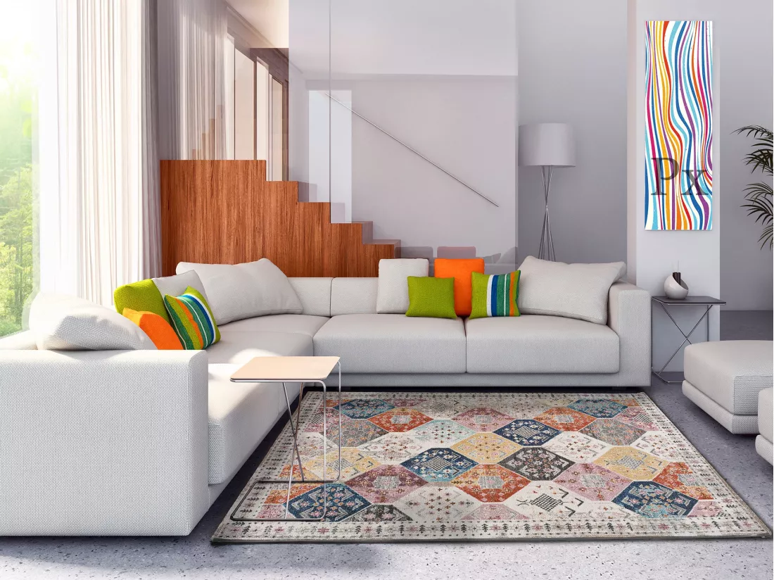 Tapis intérieur - ethnique - multicolore - 140 x 200 cm - MIRVA