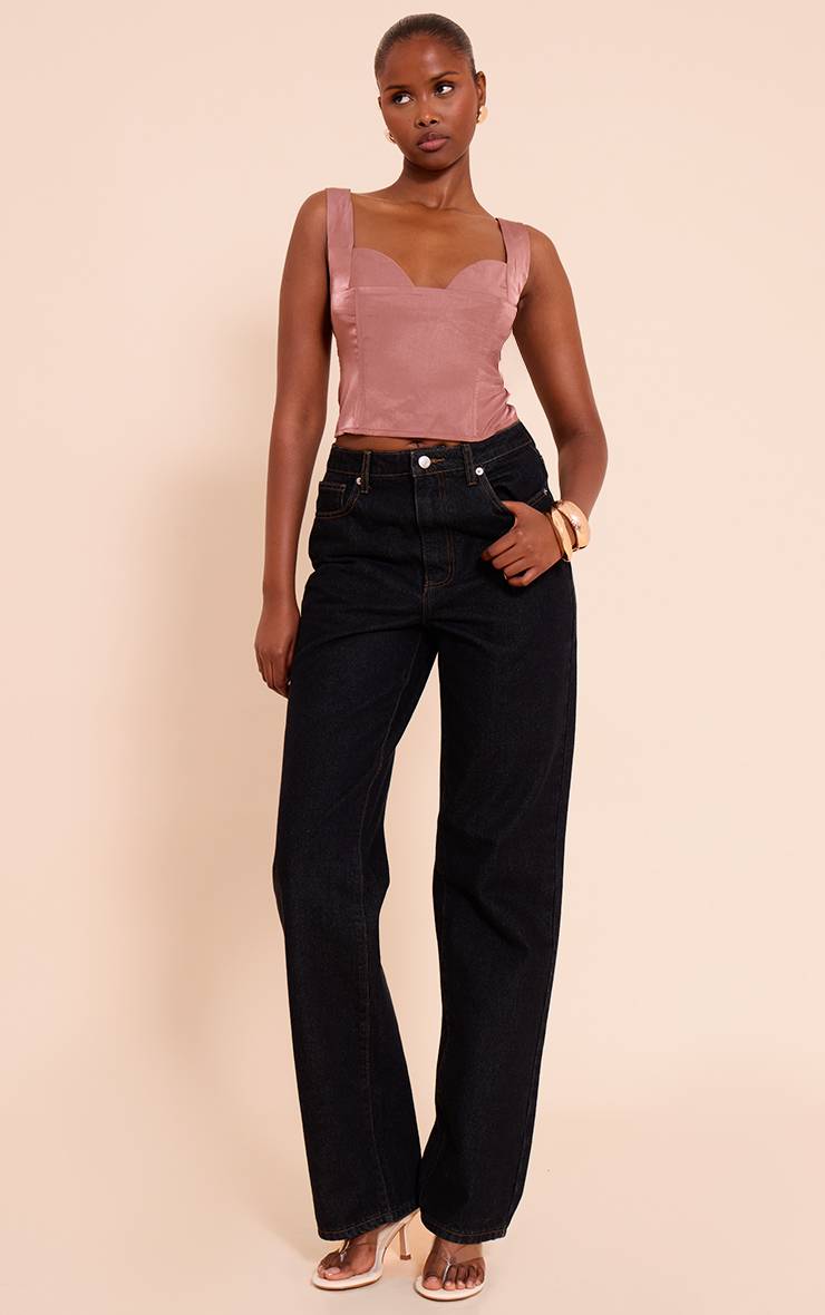 Mauve Corset Satiné Mat À Baleines Avec Détail Bonnets