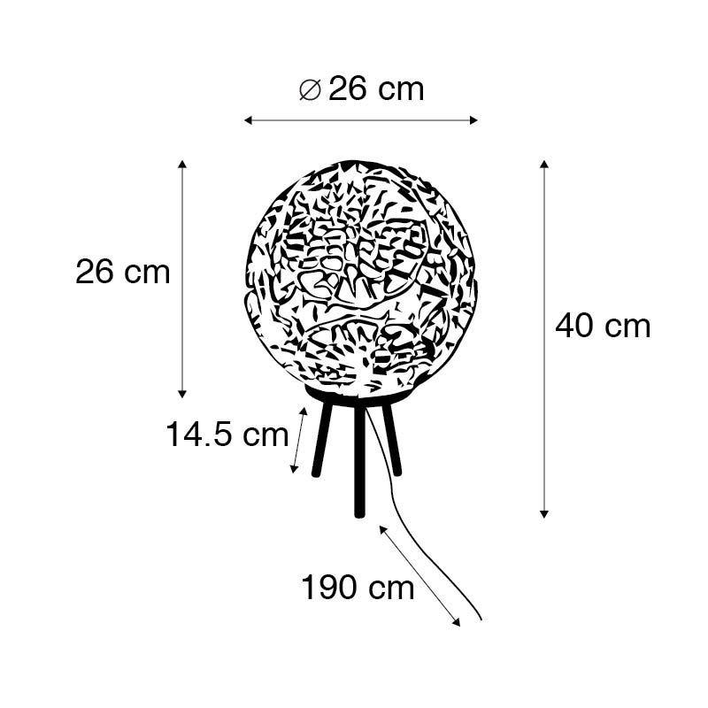 Art Deco tafellamp tripod goud met zwart - Maro