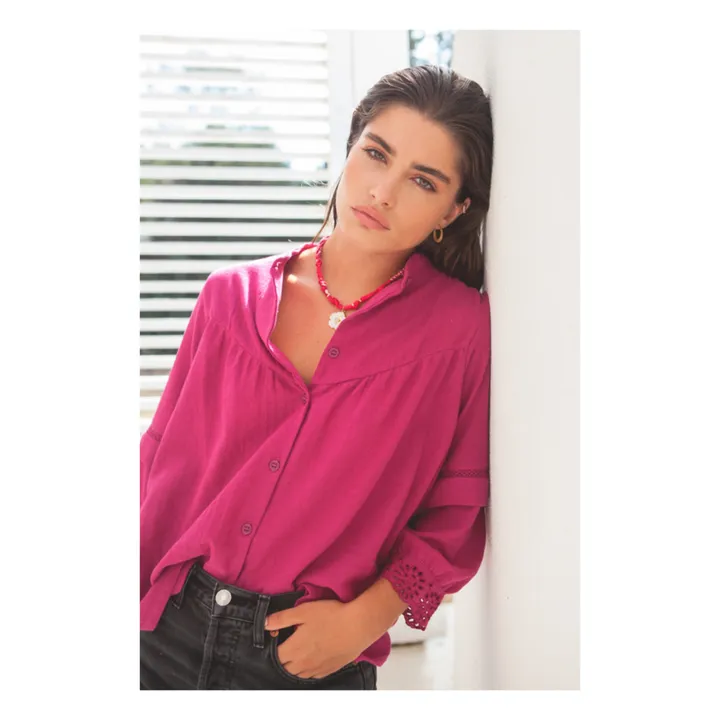 Marlot Paris Blouse Gaze de Coton Romane - Collection Femme | Rose Berry