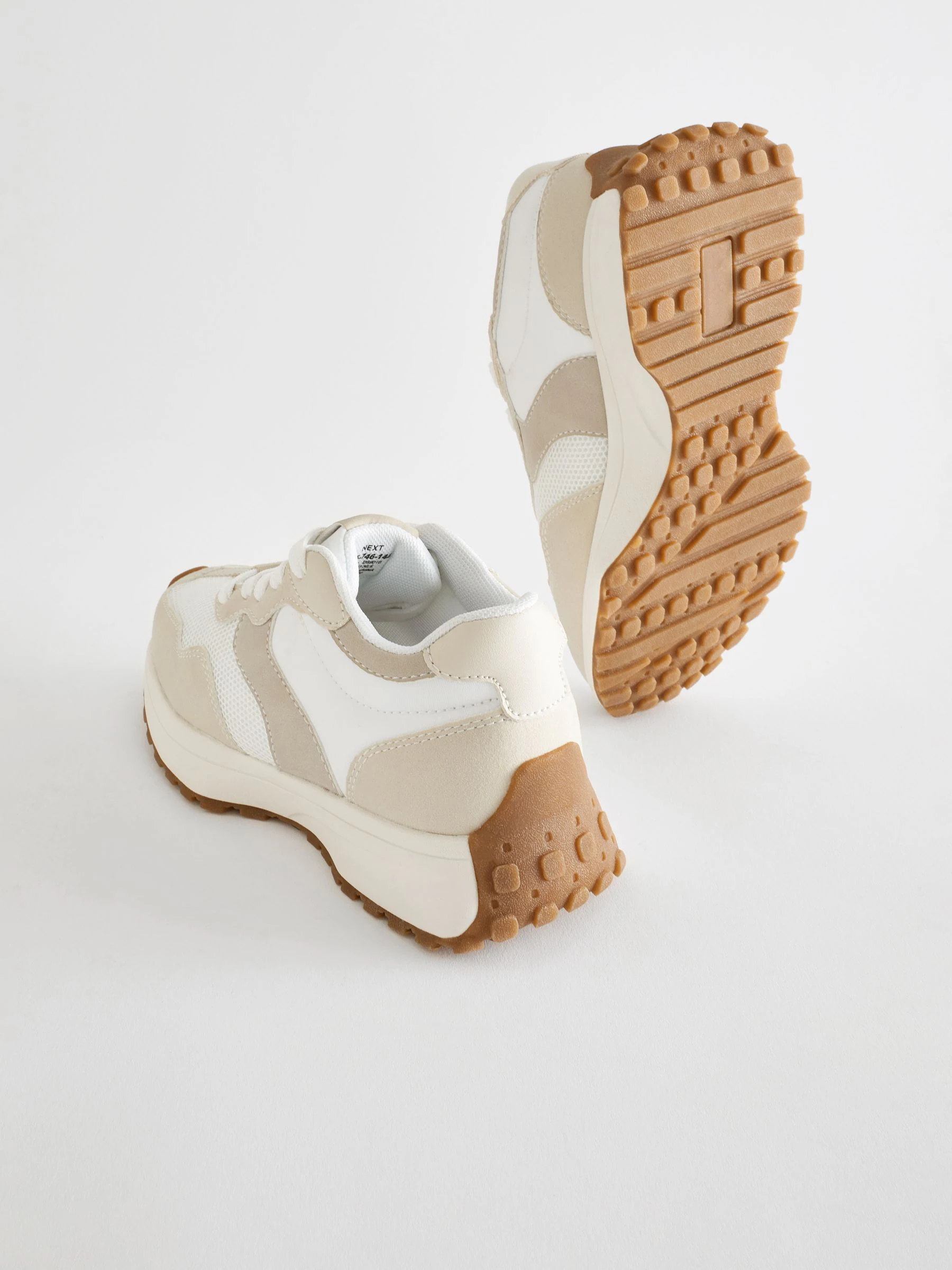 Wit neutraal - Vetersneakers met dikke zool