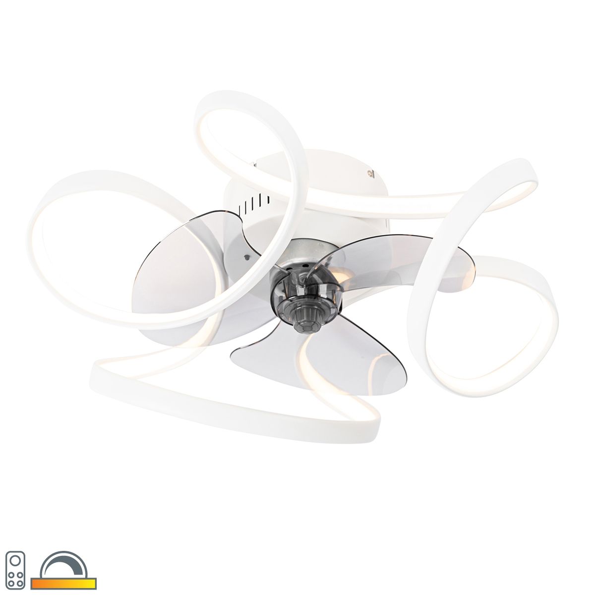 Plafondventilator wit 55cm incl. LED dimbaar met afstandsbediening - Mandy