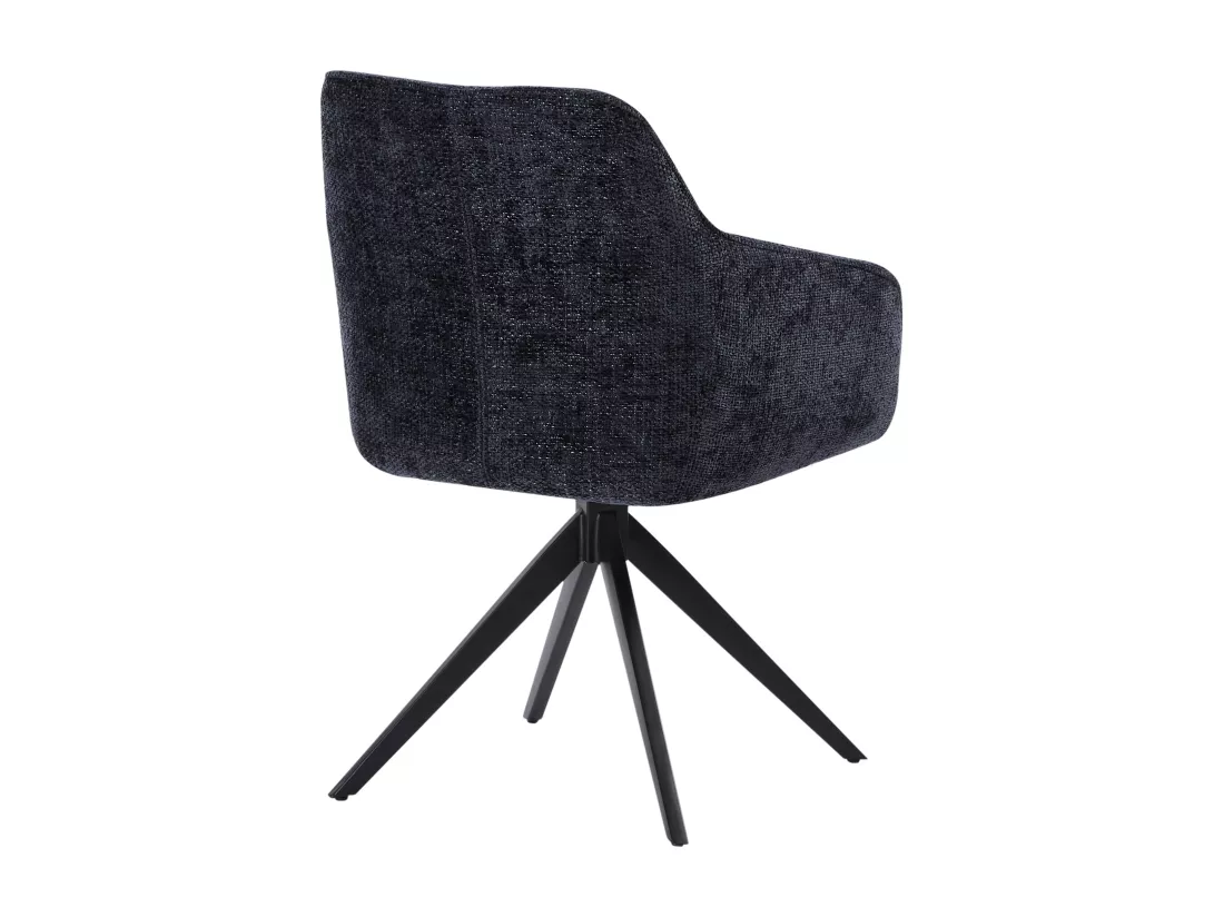 Lot de 2 chaises pivotantes avec accoudoirs en tissu texturé - Noir - MUSE de Maison Céphy