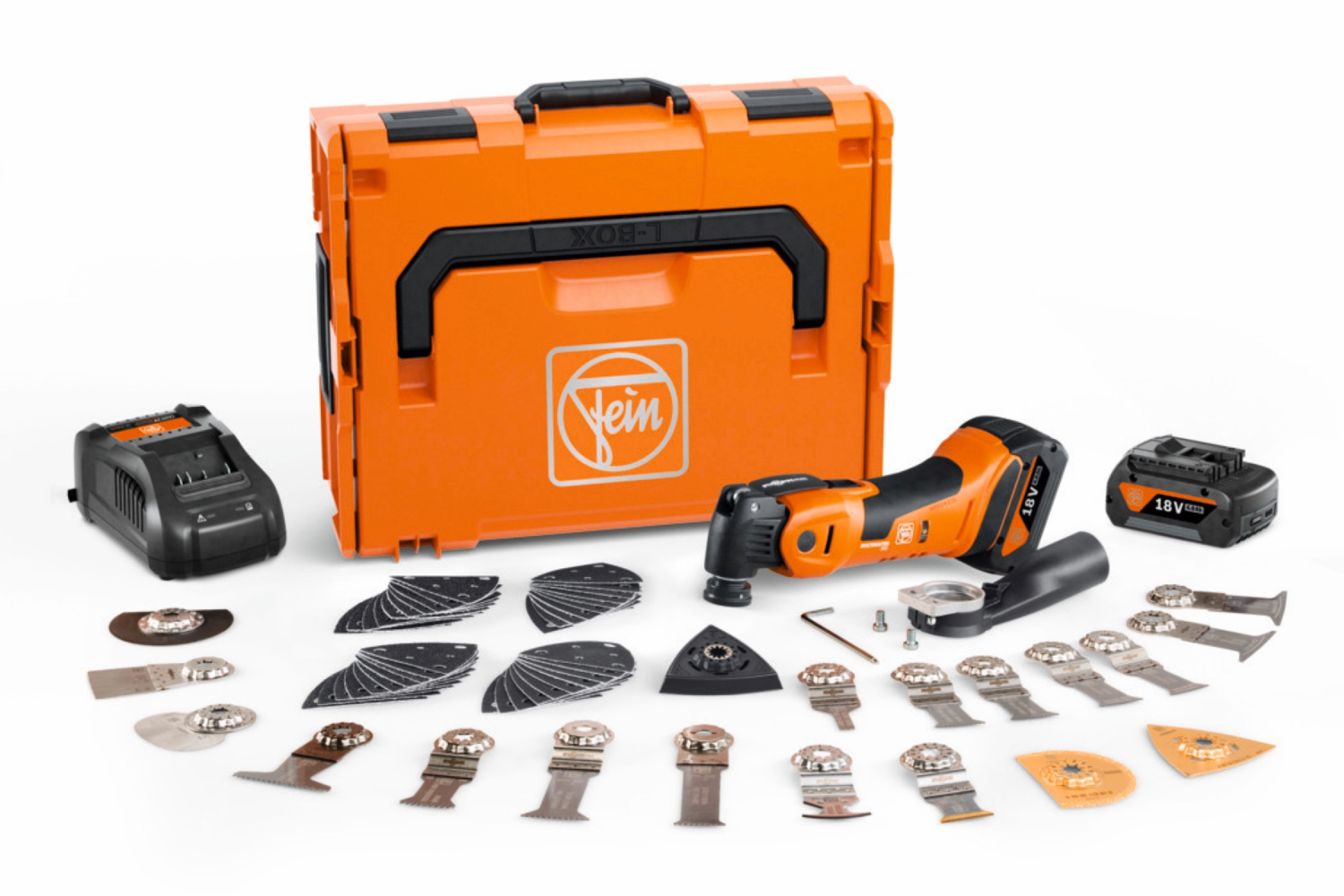 Fein AMM700 Multimaster Max Top 18V Li-ion Accu Multitool set (1x 4.0Ah) in L-Boxx incl. 60-Delige accessoires set