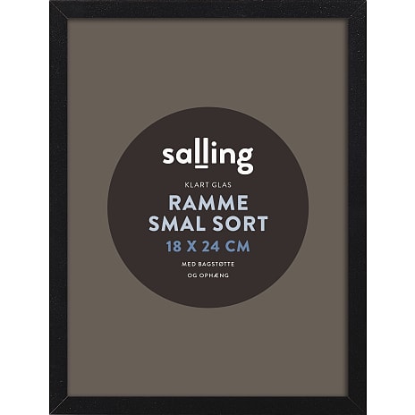 Sort ramme m. glas - 18x24 cm