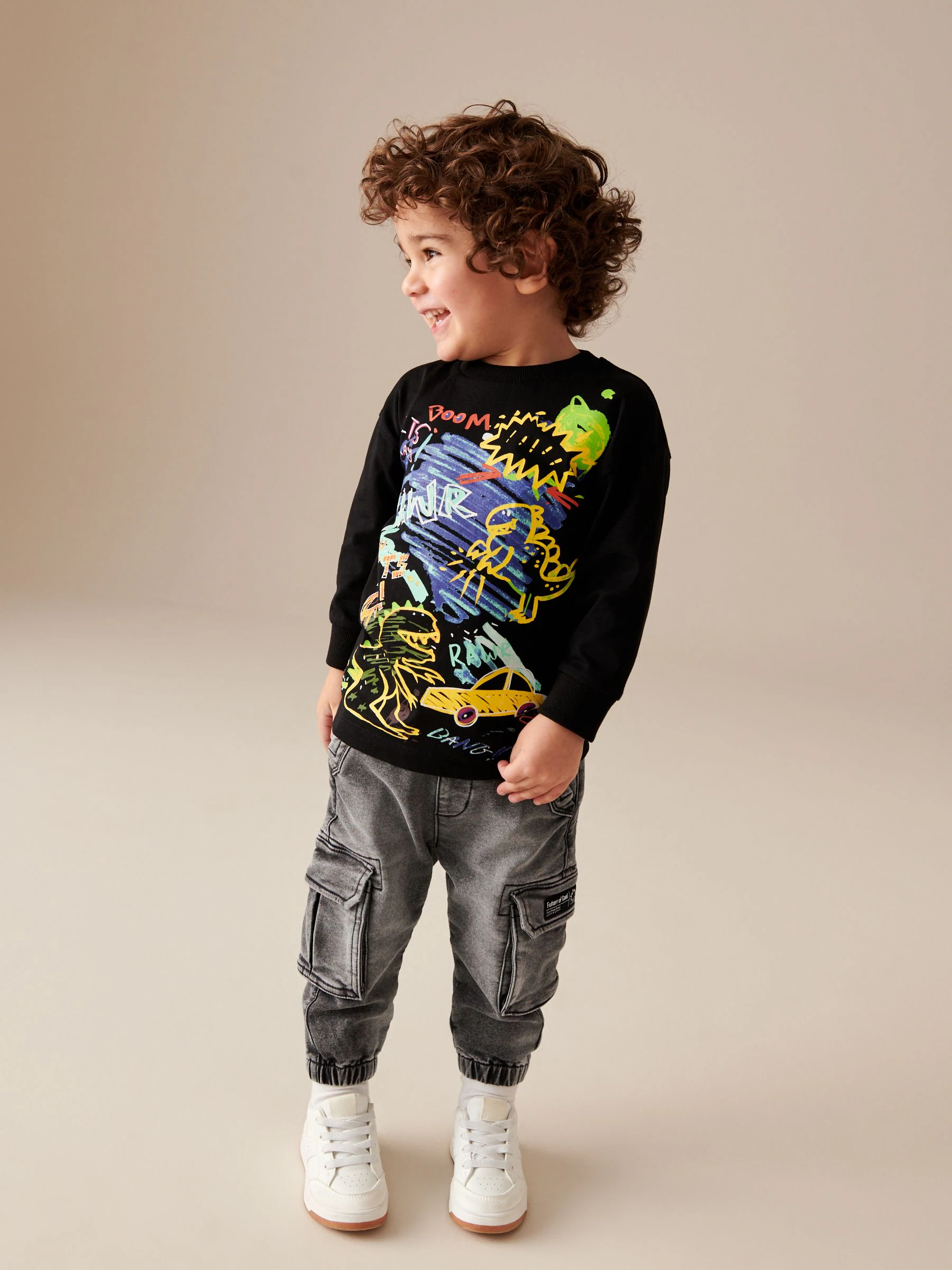 Grijs denim - Comfortabele cargojeans (3 mnd-7 jr)