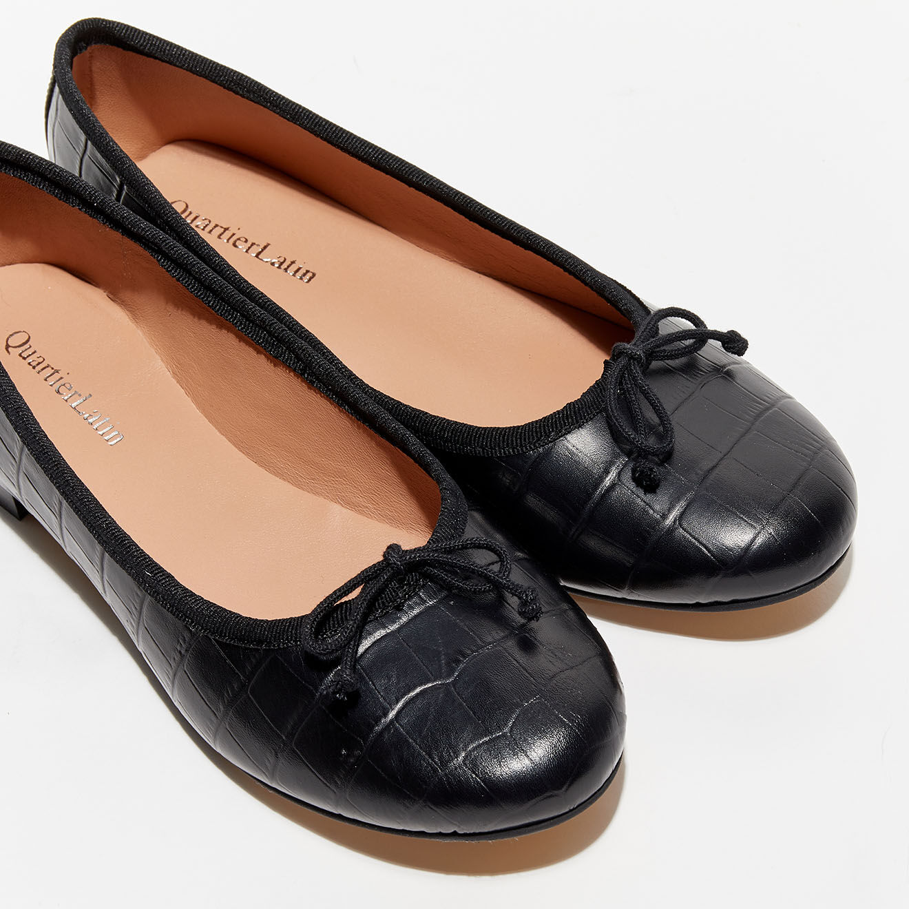 Quartier Latin Ballerines en Cuir croco Nicole noires
