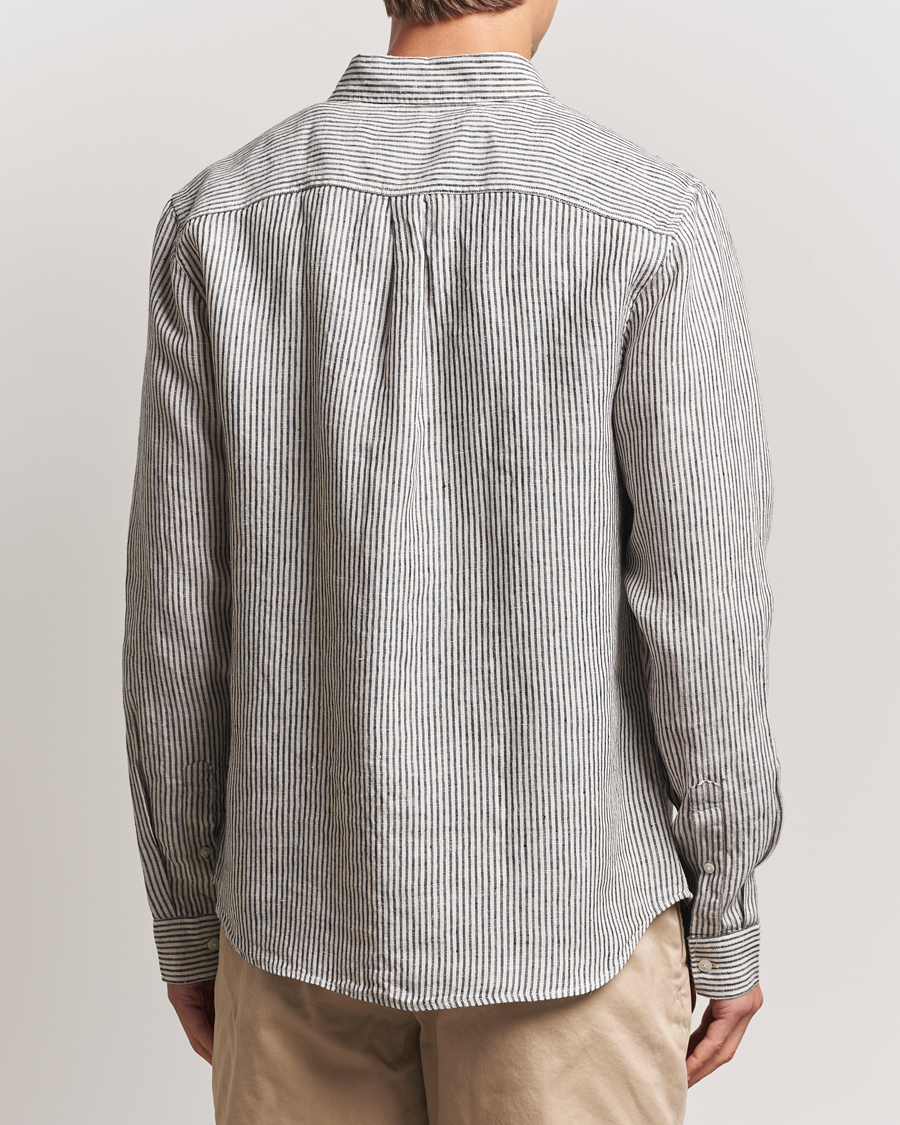 Les Deux Konrad Striped Linen Shirt Black