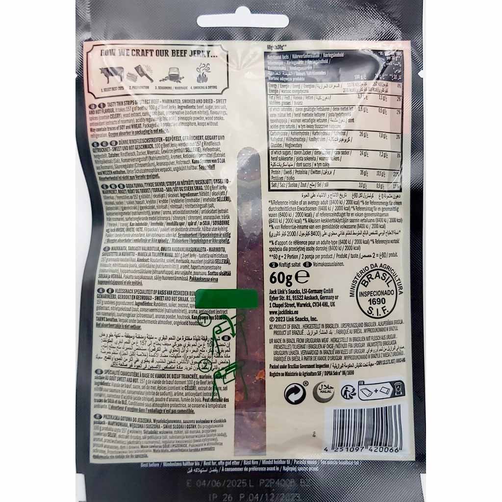 Jack Links Beef Jerky Sweet & Hot 60g MHD:1.1.26