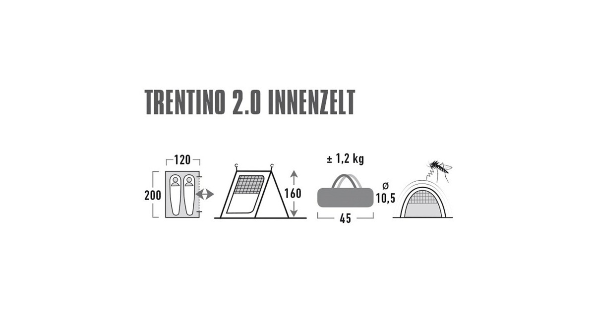 High PeakBinnentent voor Trentino 2.0  (Wit/grijs)