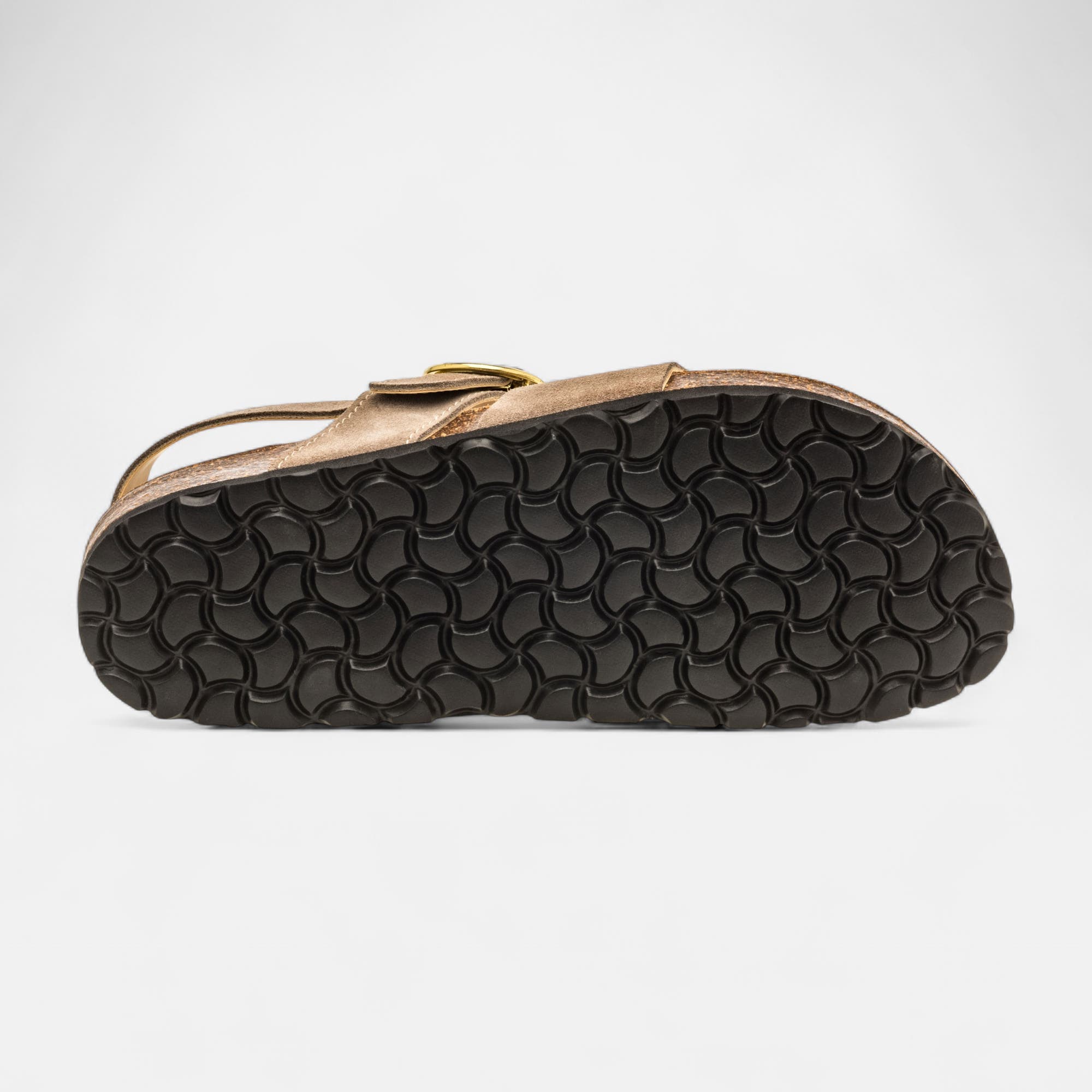 Mules semelle liège Femme en cuir taupe