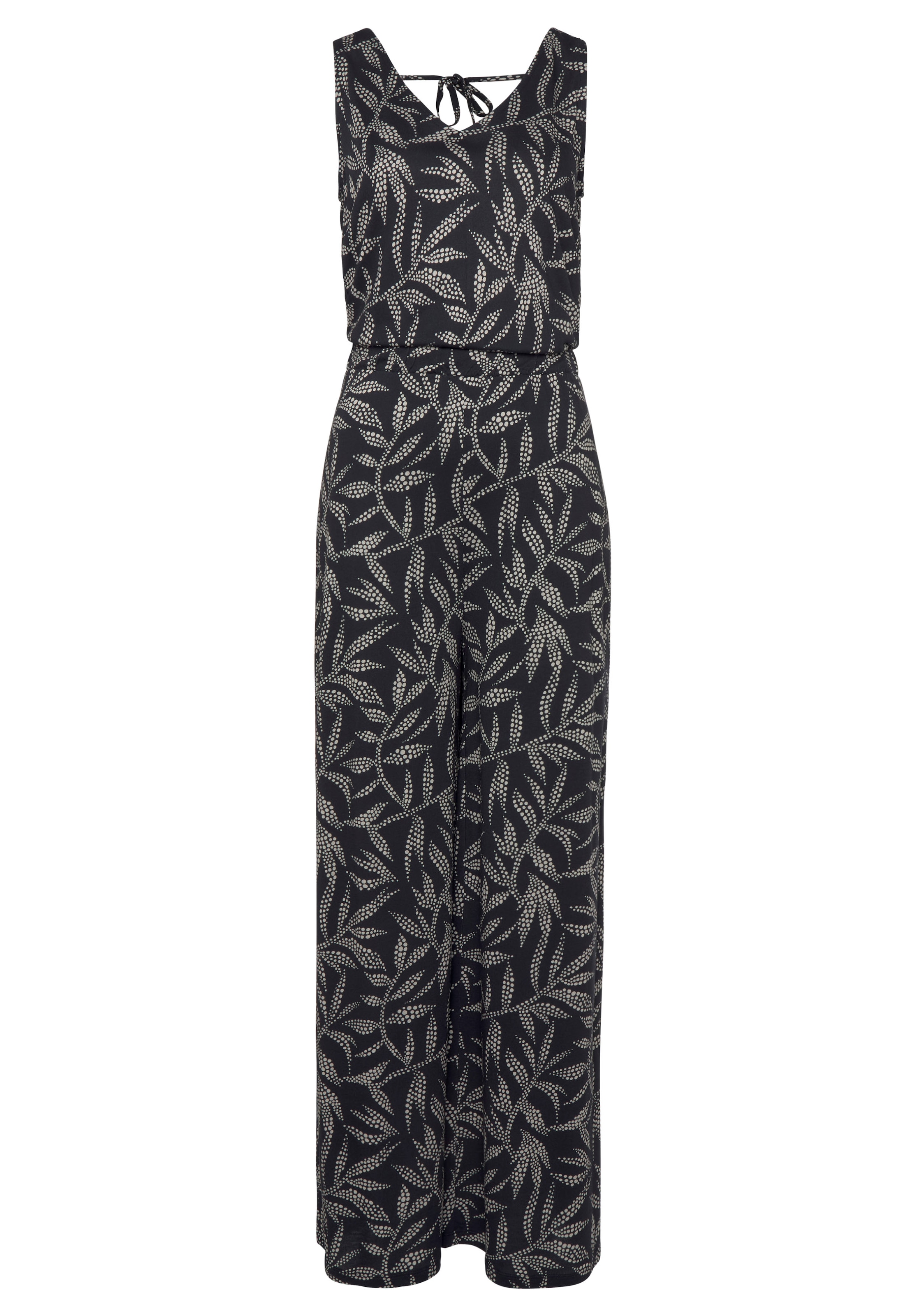 LASCANA Overall , mit Blätterdruck und Bindeband im Rücken, sommerlicher Jumpsuit