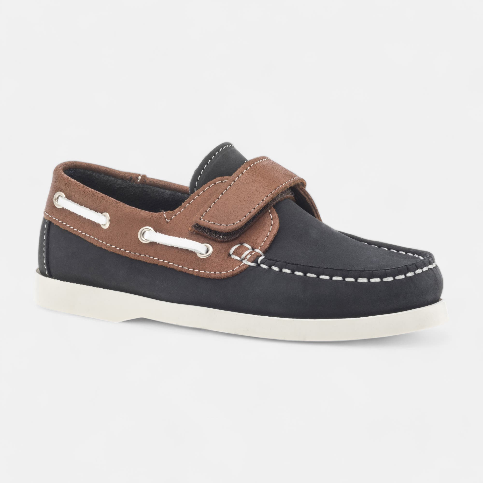 Chaussures bateau Garçon en cuir bleu marine