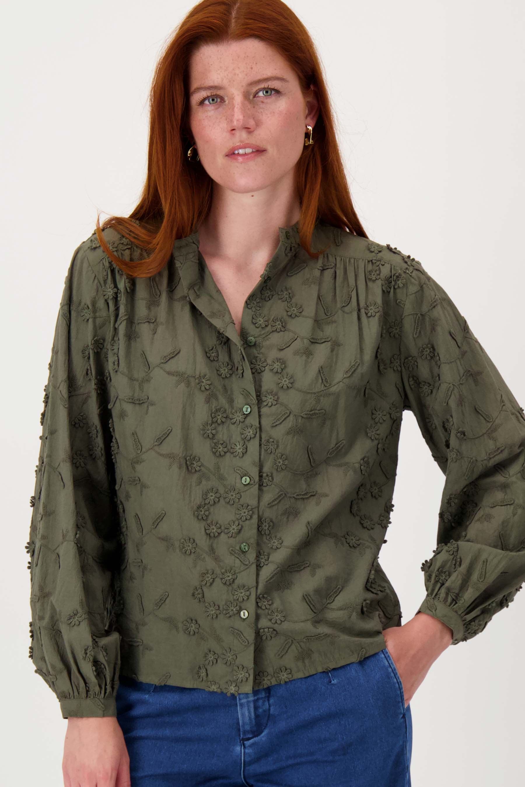 blouse met bloem structuur