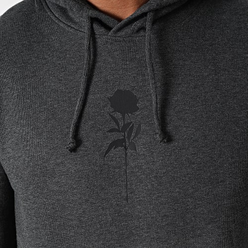 Sweat Capuche Chest Roses Gris Anthracite Chiné Noir