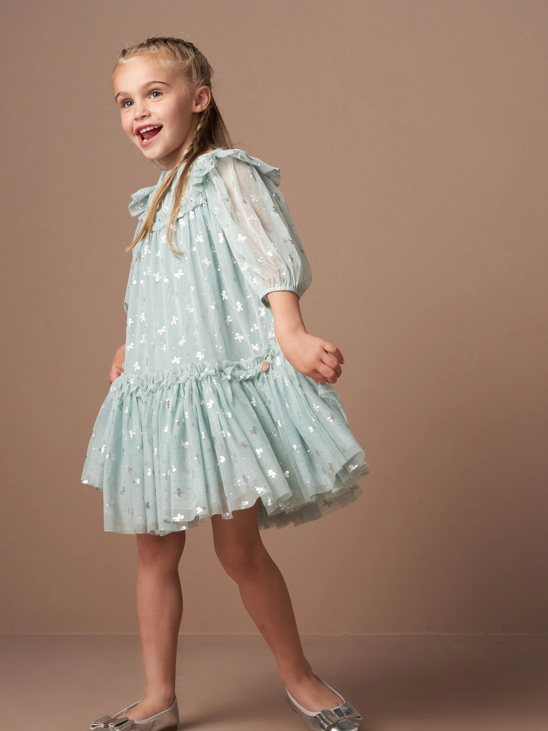 Angel & Rocket Georgie meshjurk met glitterstrikprint