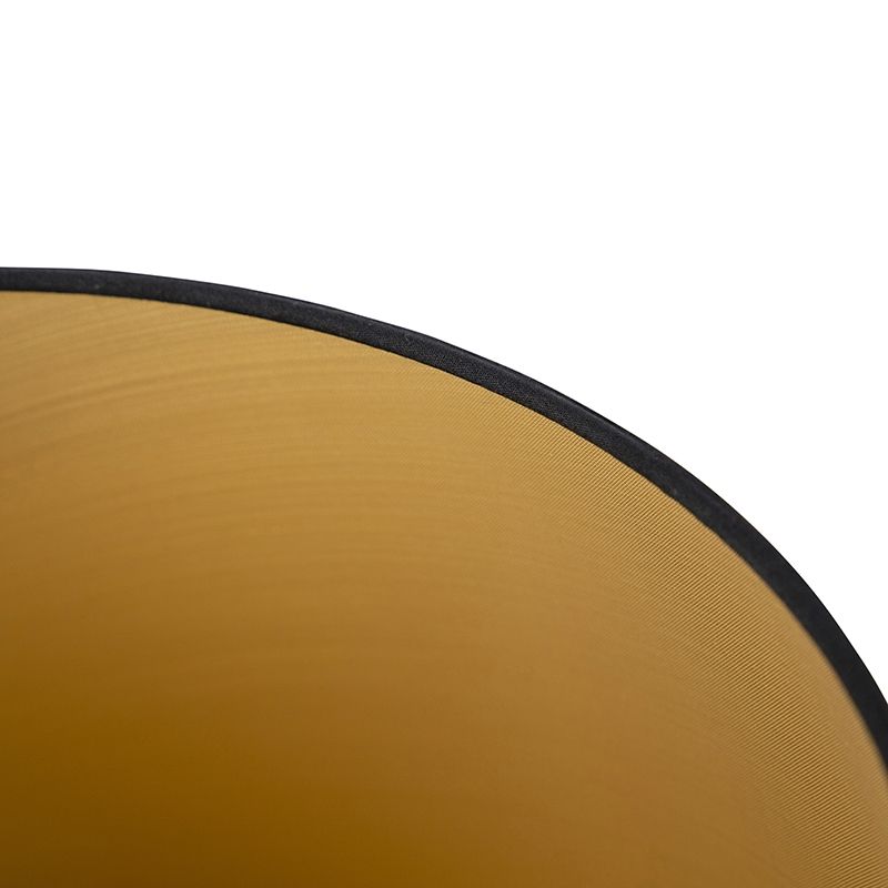 Katoenen lampenkap zwart 35/30/20 met gouden binnenkant