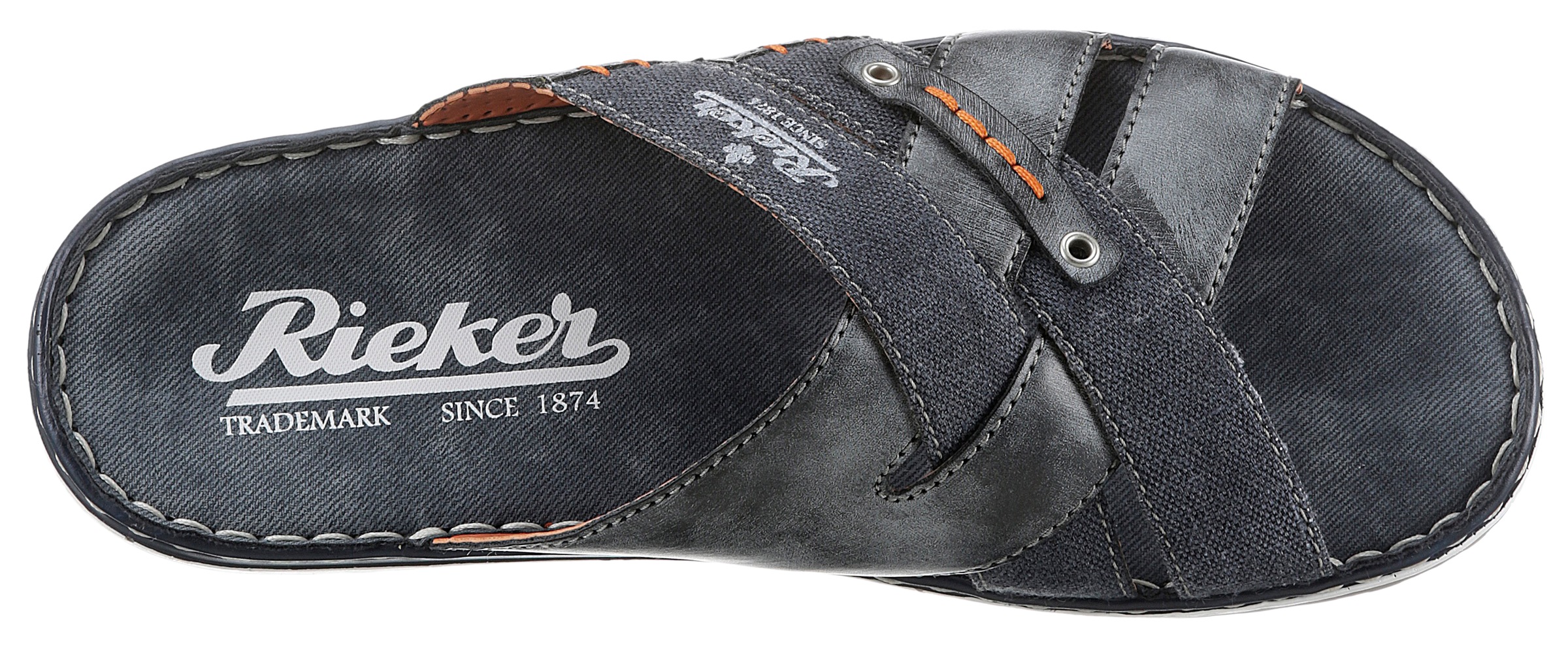 Rieker Pantolette  , Sommerschuh, Schlappen, Poolslides, mit kontrastfarbener Rahmennaht