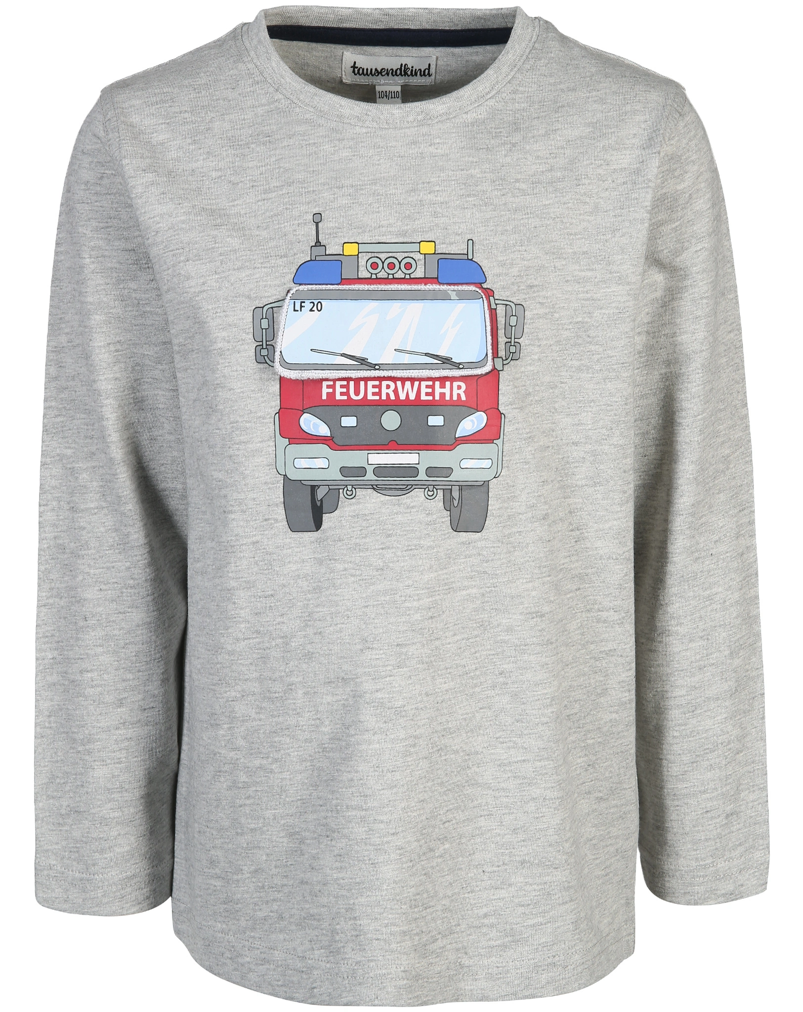 Langarmshirt FEUERWEHR in grau melange