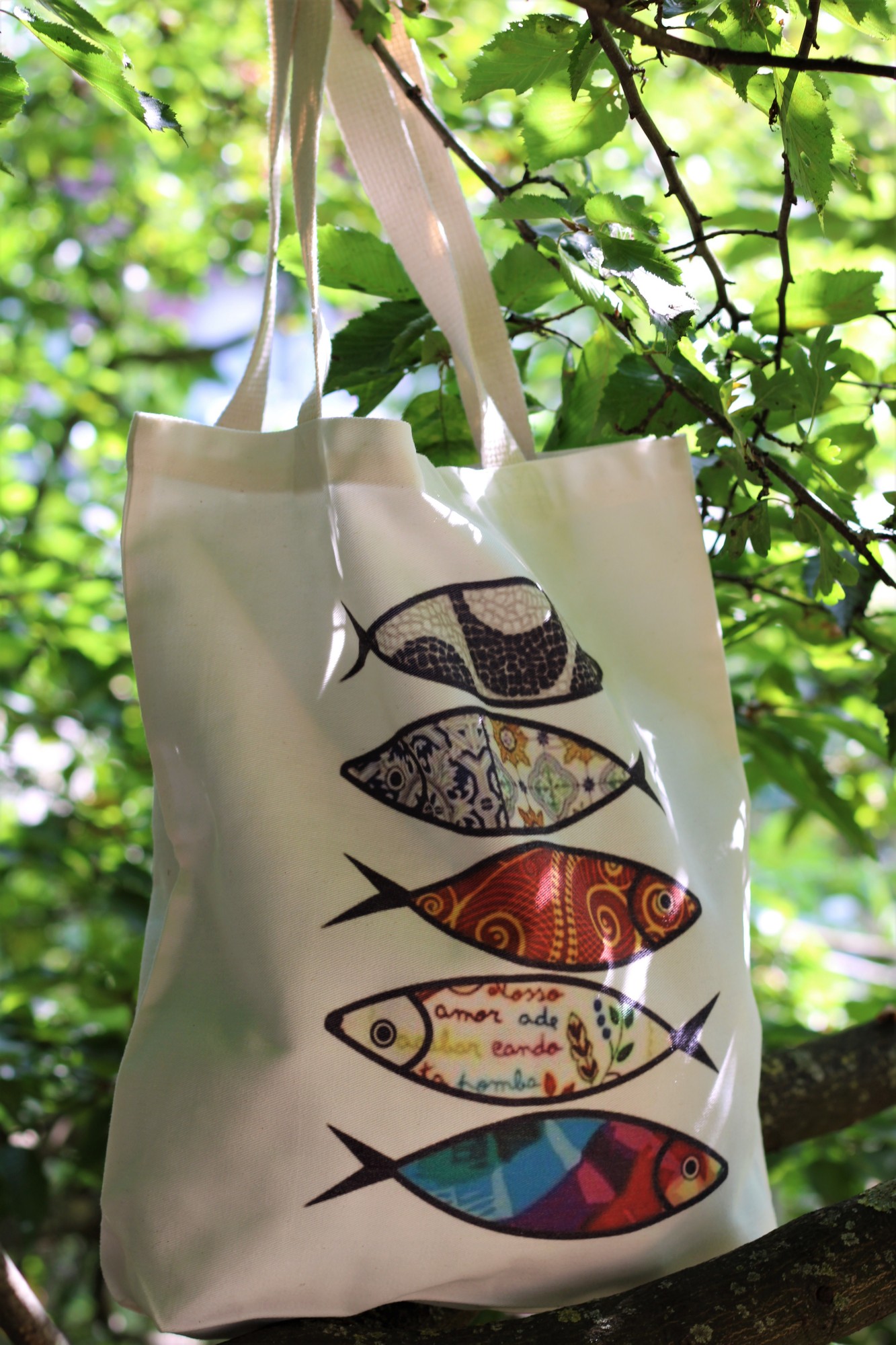 Stoffbeutel '5 Fische', weiß, B 40 cm, H 40 cm, L 9 cm günstig bestellen