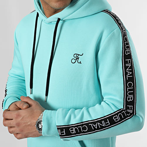 Sweat Capuche Premium A Bandes 834 Bleu Pastel