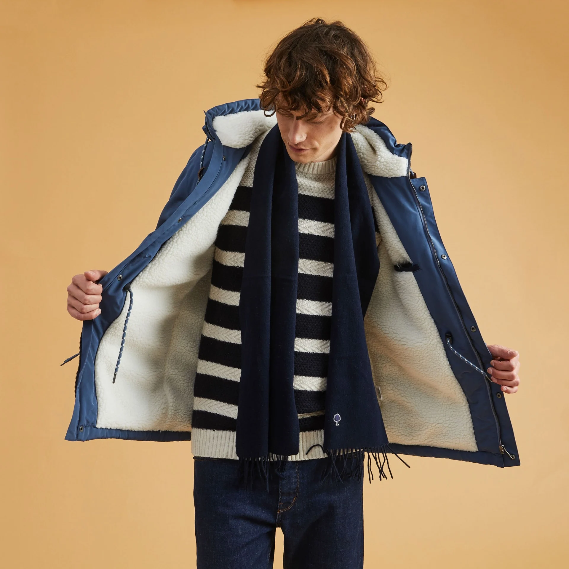 Echarpe bleu marine laine et cachemire - modèle Scarf