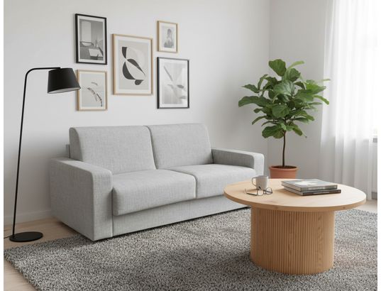 CONCEPT1 - Canapé lit Amsterdam 3 pl 140 beige + table basse Boavista