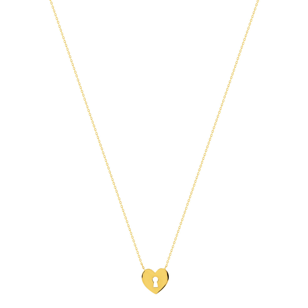 Collier plaqué or motif coeur et serrure 45 cm