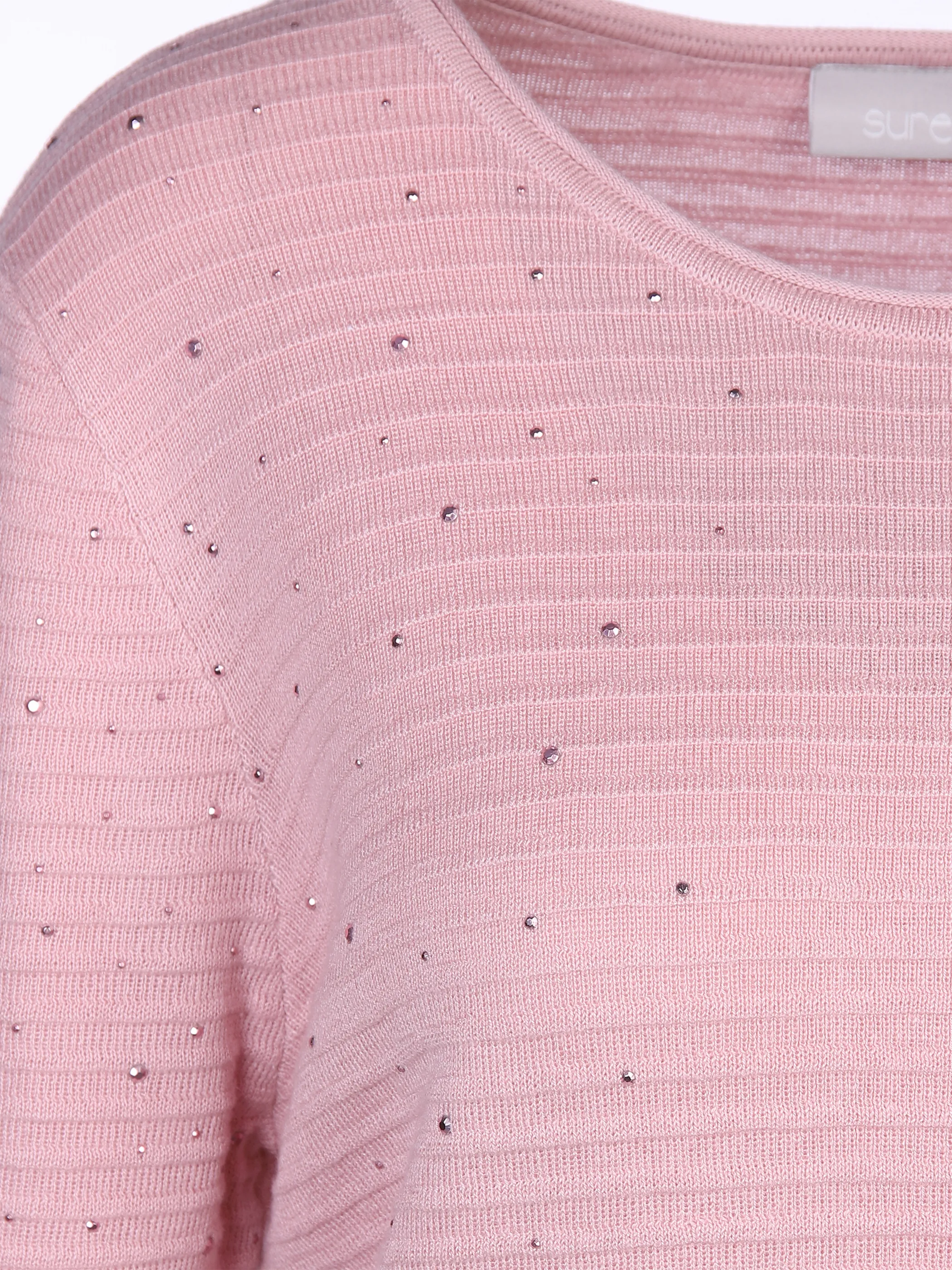 Damen Strickpullover mit Struktur und Glitzersteinen