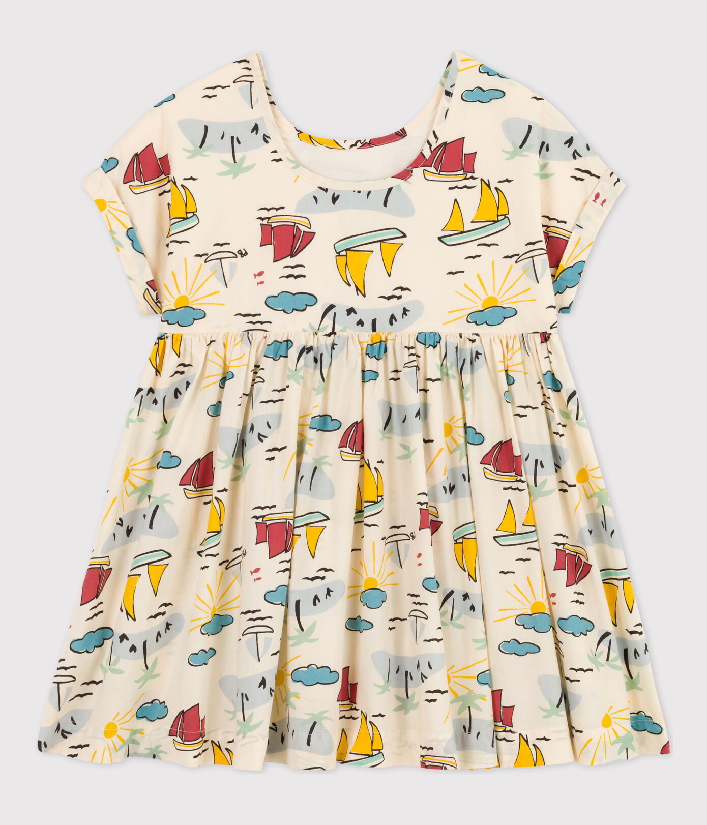Robe manches courtes en popeline enfant fille