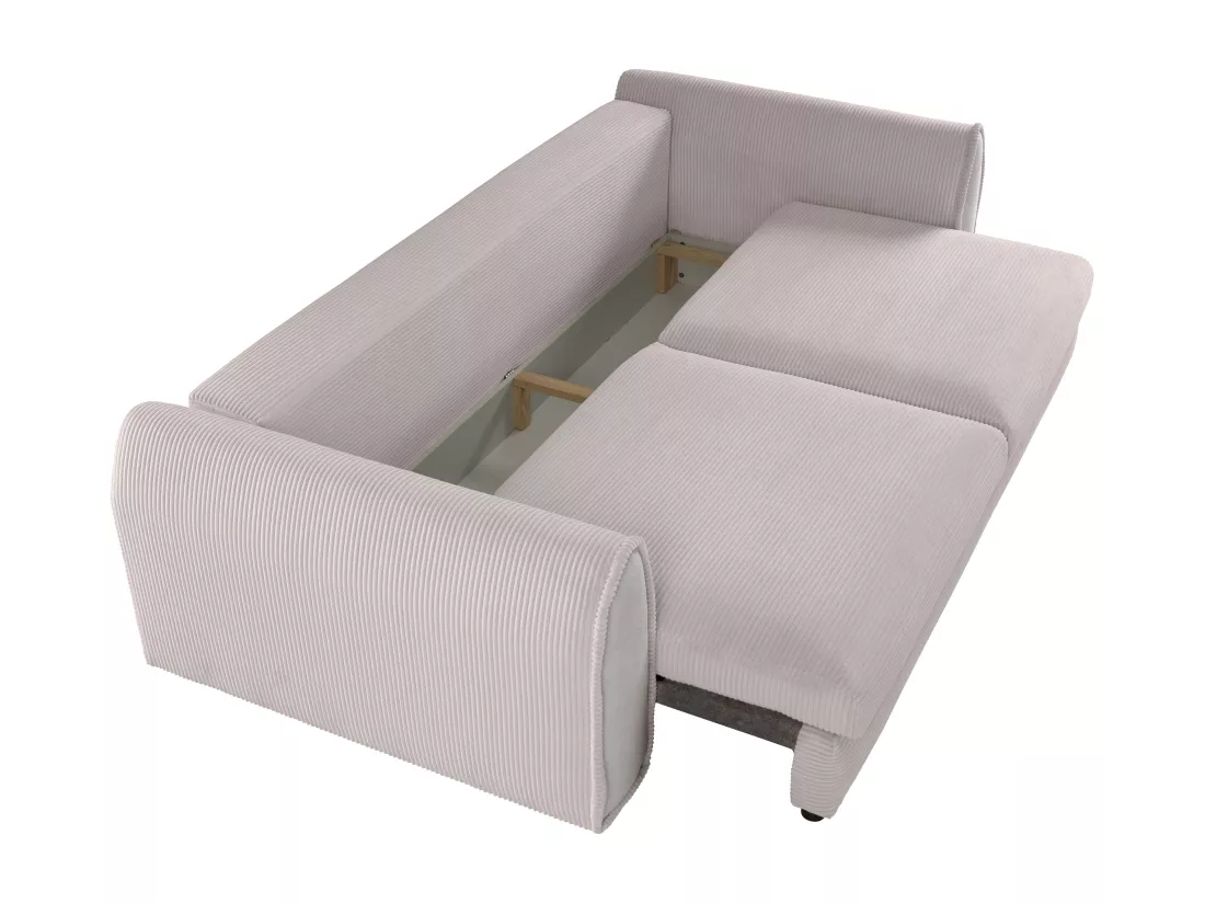 Canapé 3 places convertible en velours côtelé gris clair RISTANO