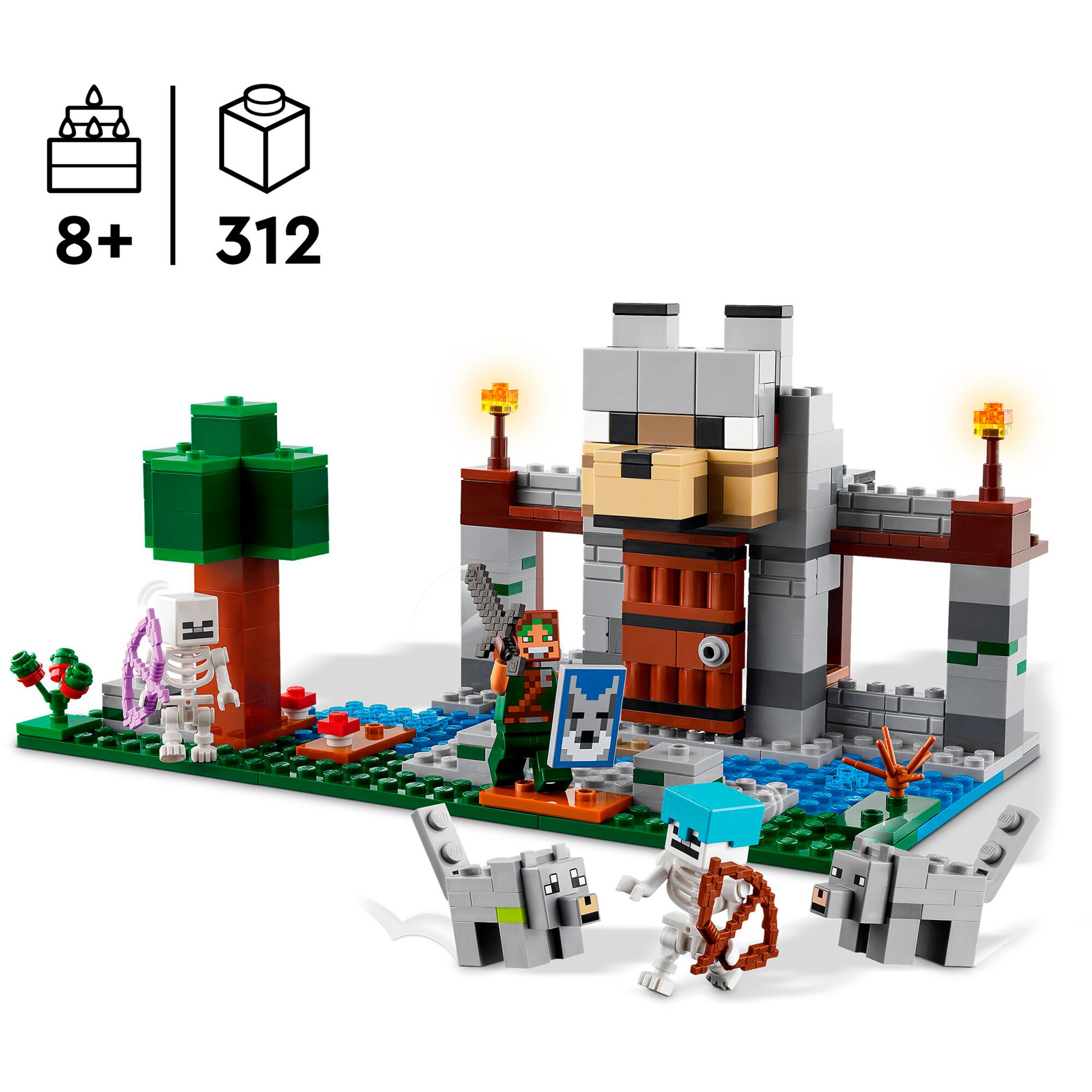 LEGO Konstruktionsspielzeug Minecraft Die Wolfsfestung