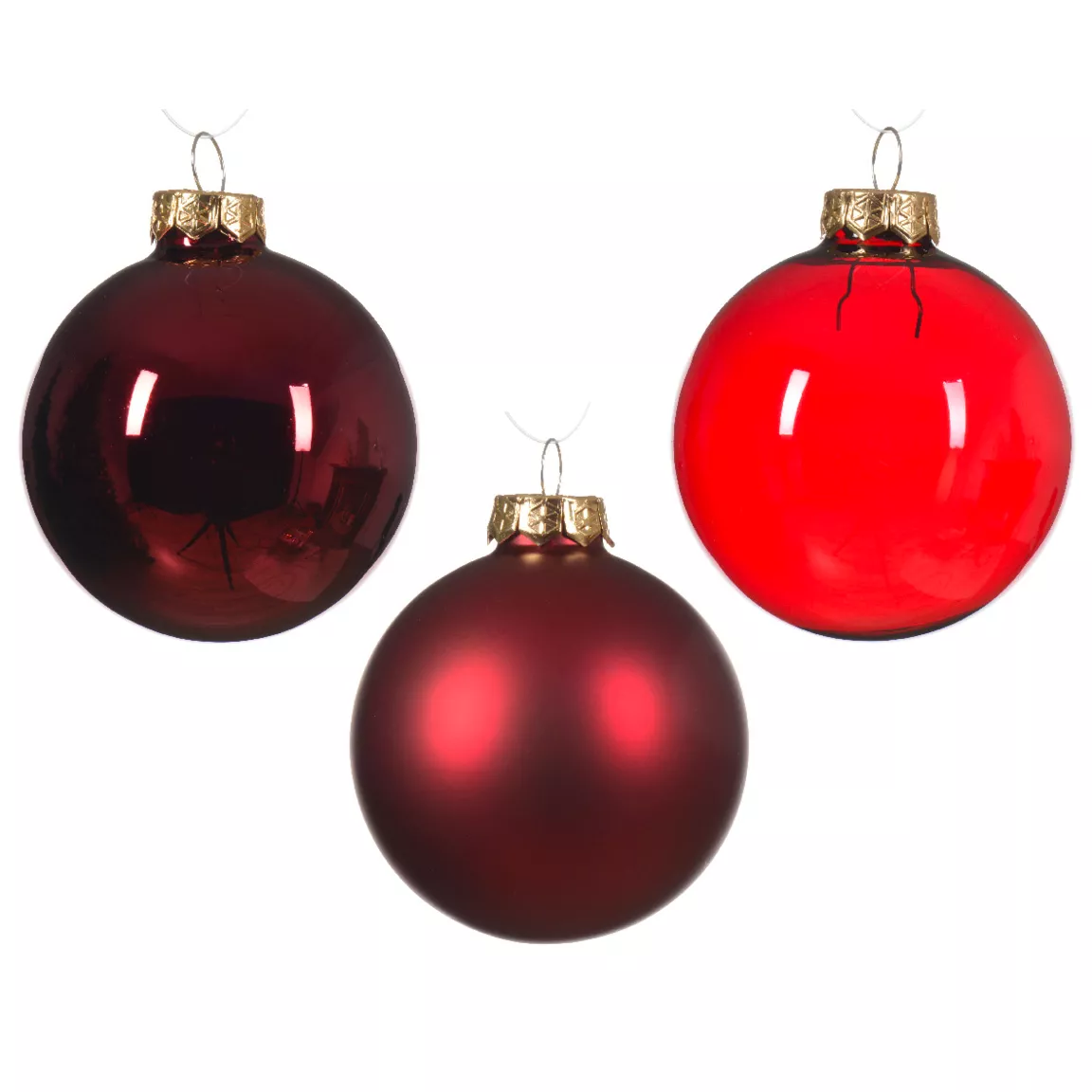 Lot de 21 boules de Noël en verre Assorties Cristal Bordeaux