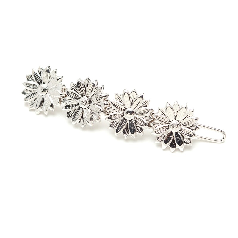 mini barrette fleurs plaqué argent - MAÏA