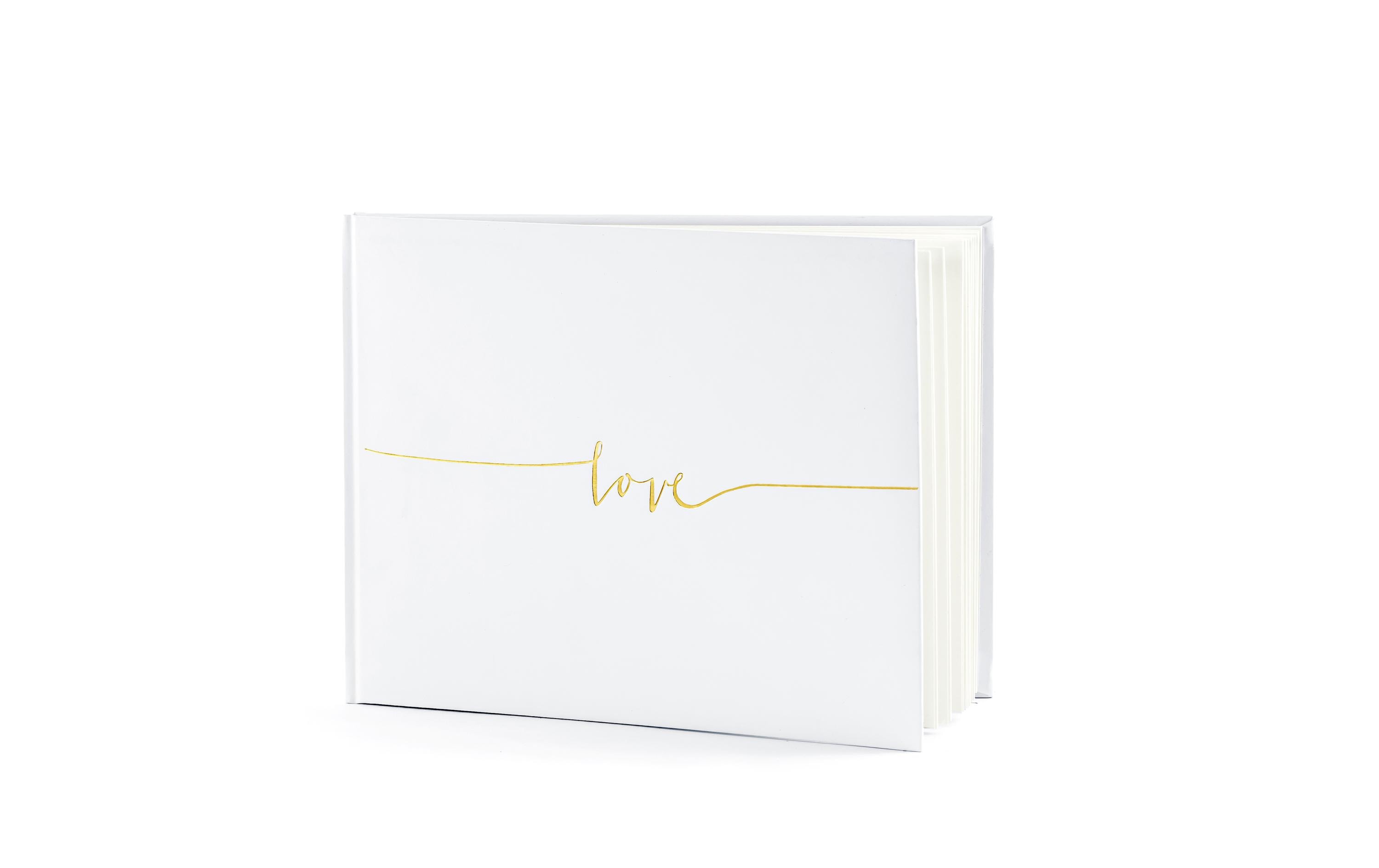 Gästebuch Love 24 x 18.5 cm, Weiss/GoldGuest Book für die schönsten Erinnerungen an die Hochzeit, das Brautpaar, die Gäste und die Feier