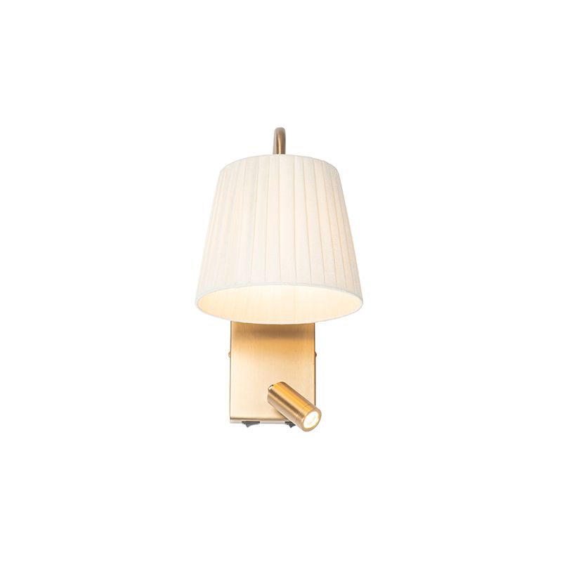 Moderne wandlamp wit en brons met leeslamp - Renier
