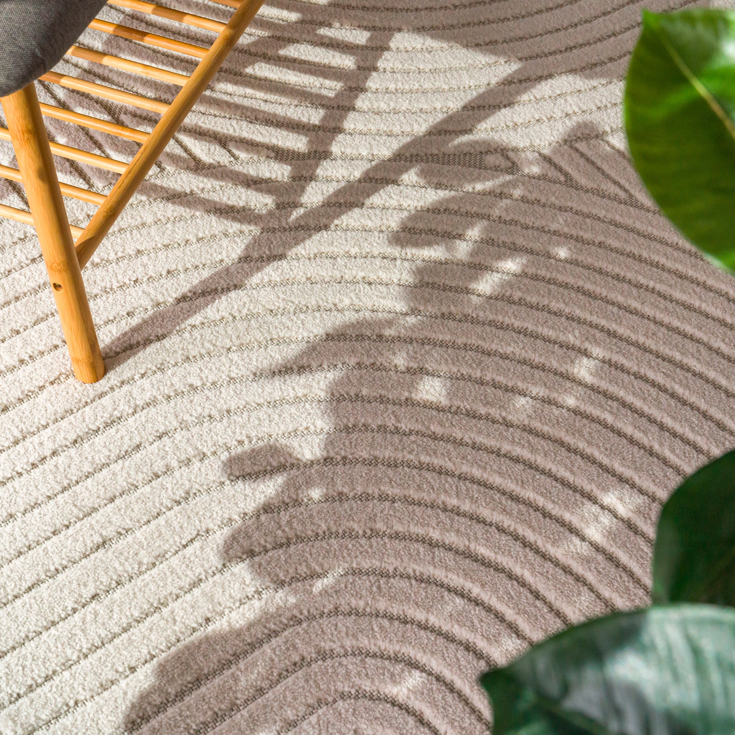Paco Home Teppich »Cotton 233« rechteckig 10 mm Höhe Kurzflor, Uni Farben, Hoch-Tief-Effekt, Scandi-Look, Outdoor geeignet