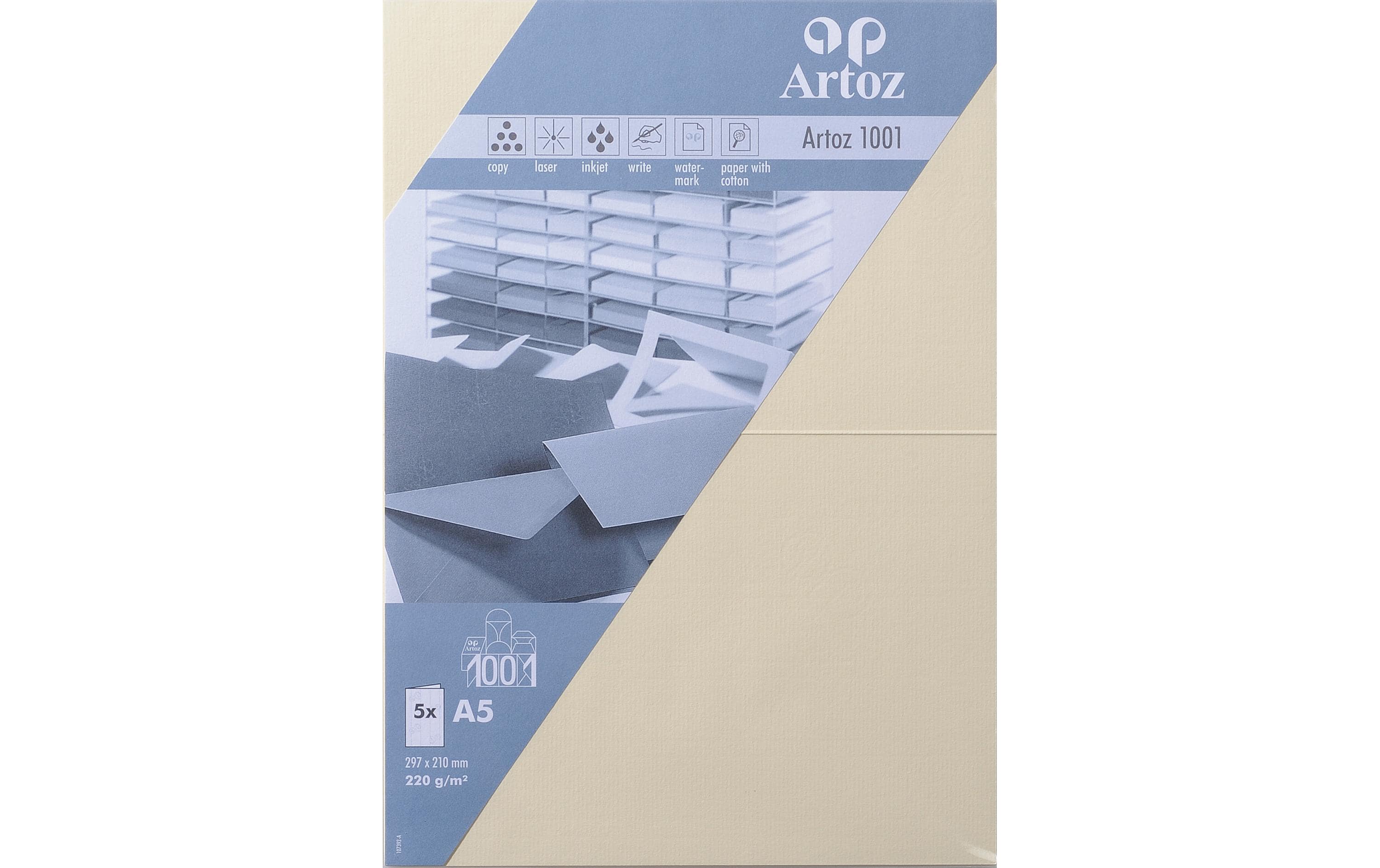Blankokarte 1001, A5, 5 Blatt, ChamoisSchreibkarte im Format A5