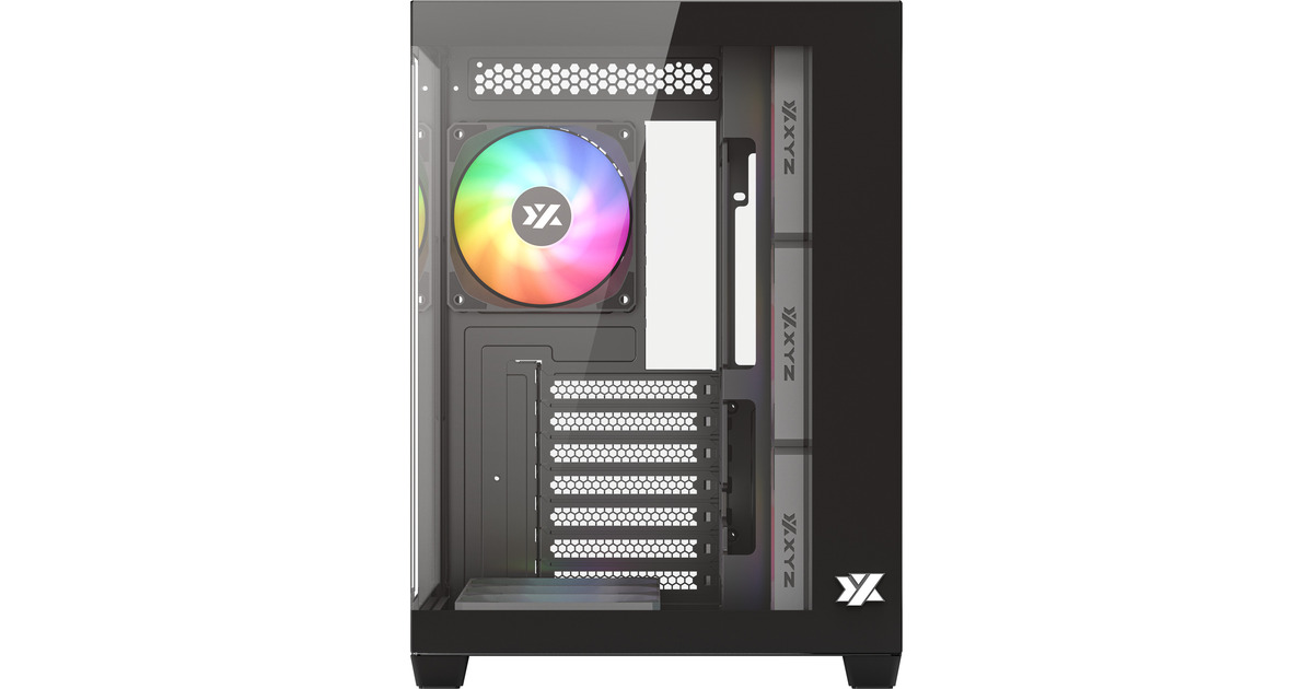 XYZ PC GearTesseract X midi tower behuizing  (Zwart | 2x USB-A | 1x USB-C | Tempered Glass)