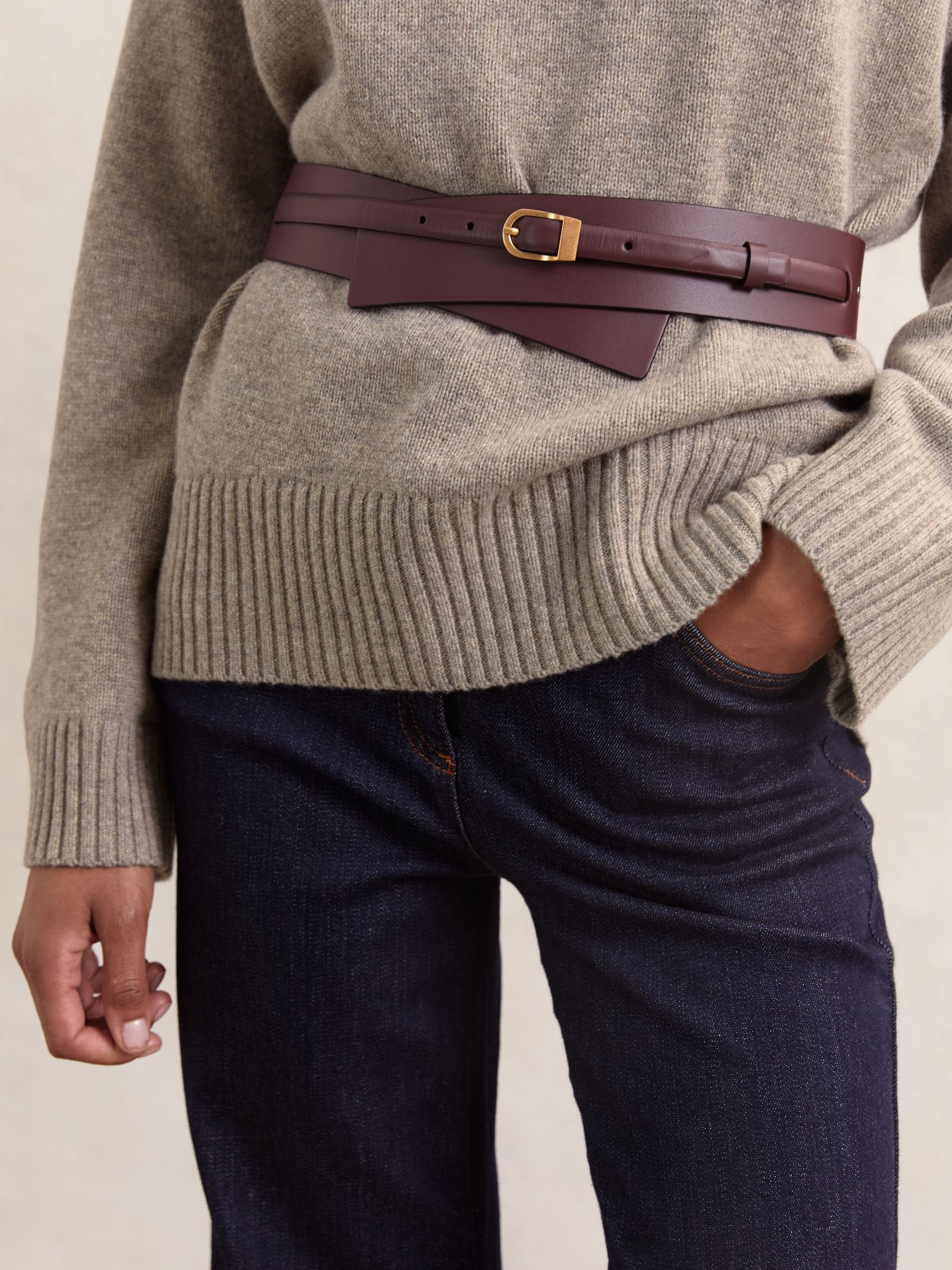 Reiss Odell Leather Double-Strap Corset Waist Belt