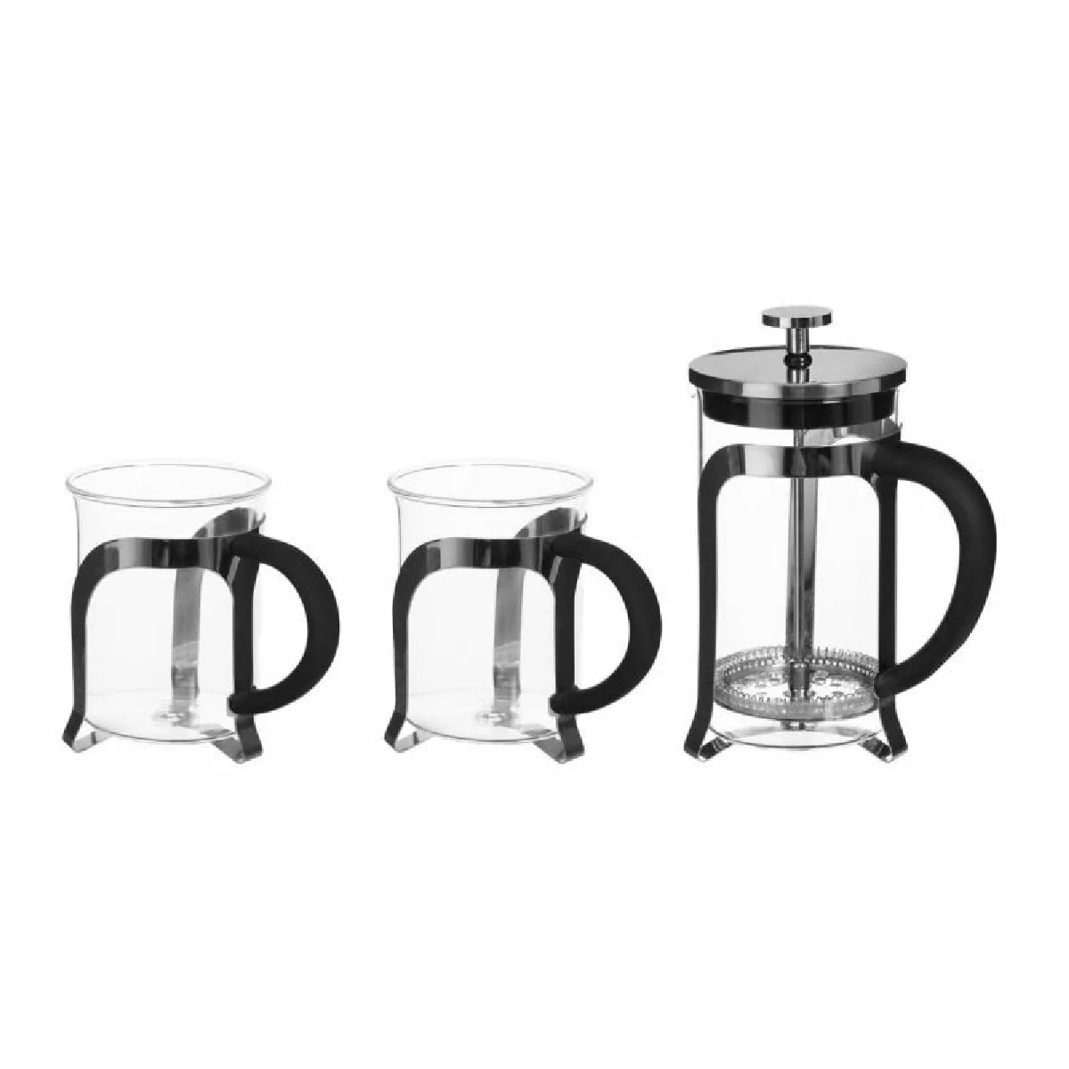 Coffret Cafetière & Tasses - Noir/Transparent