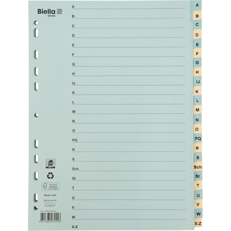 Biella Register, blau/beige, A4, A-Z