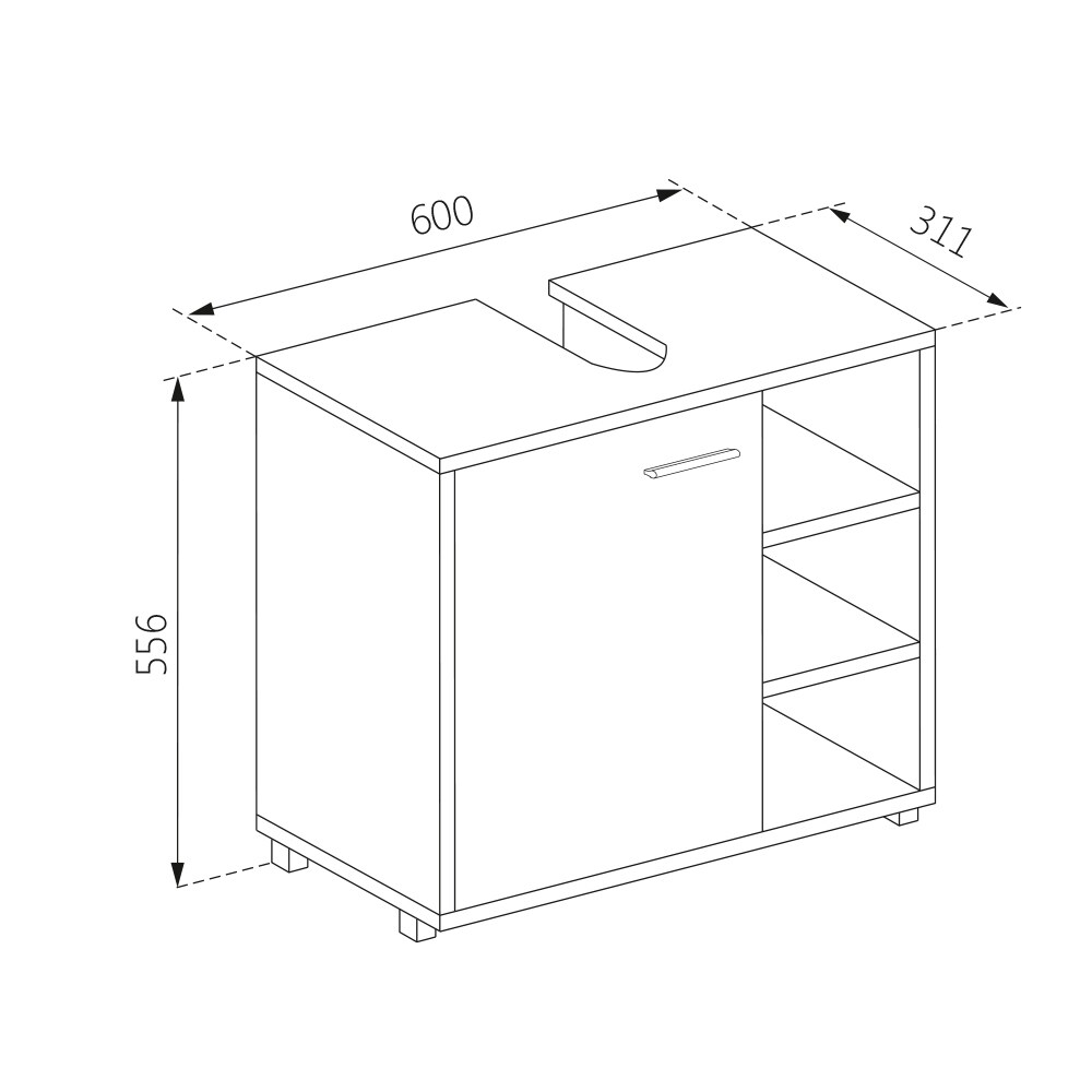 Vicco Waschtischunterschrank Perry Unterschrank Waschbecken Waschtisch Weiß / Beton