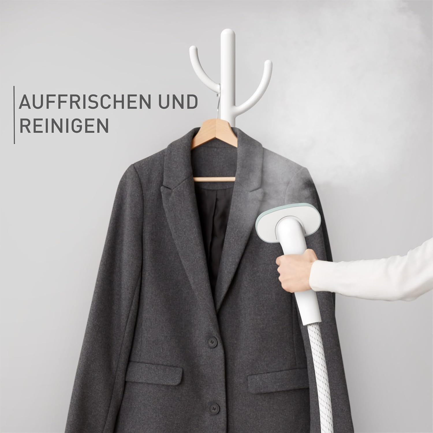 Tefal IT3274 Origin Home Stand-Dampfglätter | 42 g/Min. Dampfleistung | auffrischen und desinfizieren | 3 Dampfstufen | einsatzbereit in 45 Sek. | 1,4 Liter | Weiß/Eukalyptus