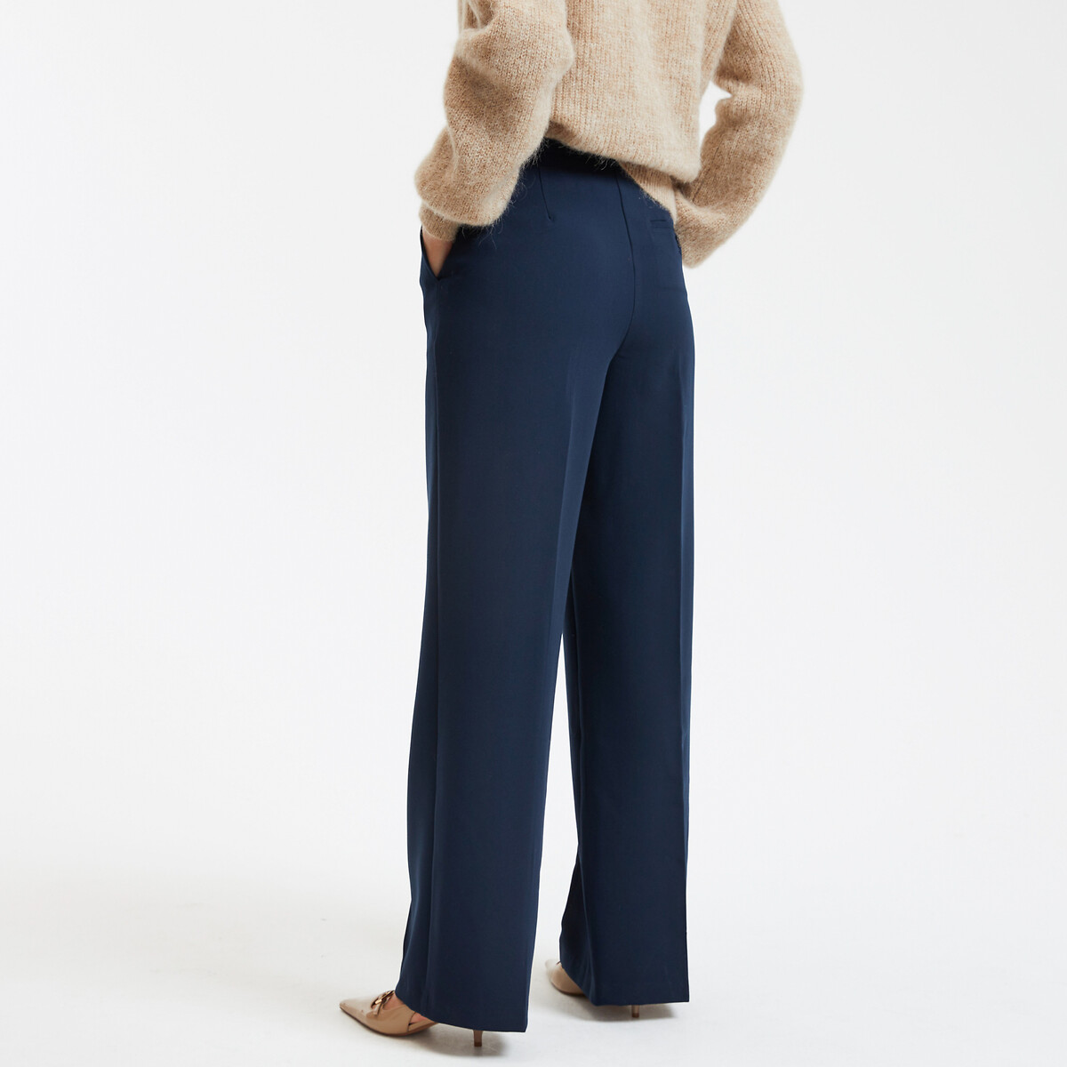 COLEÇÕES LA REDOUTE<br>Calças largas em poliviscose